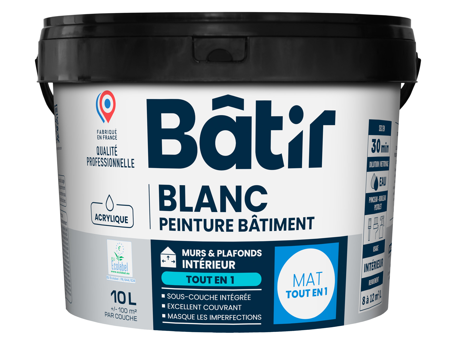 Peinture tout en 1 BATIR blanc mat 10L