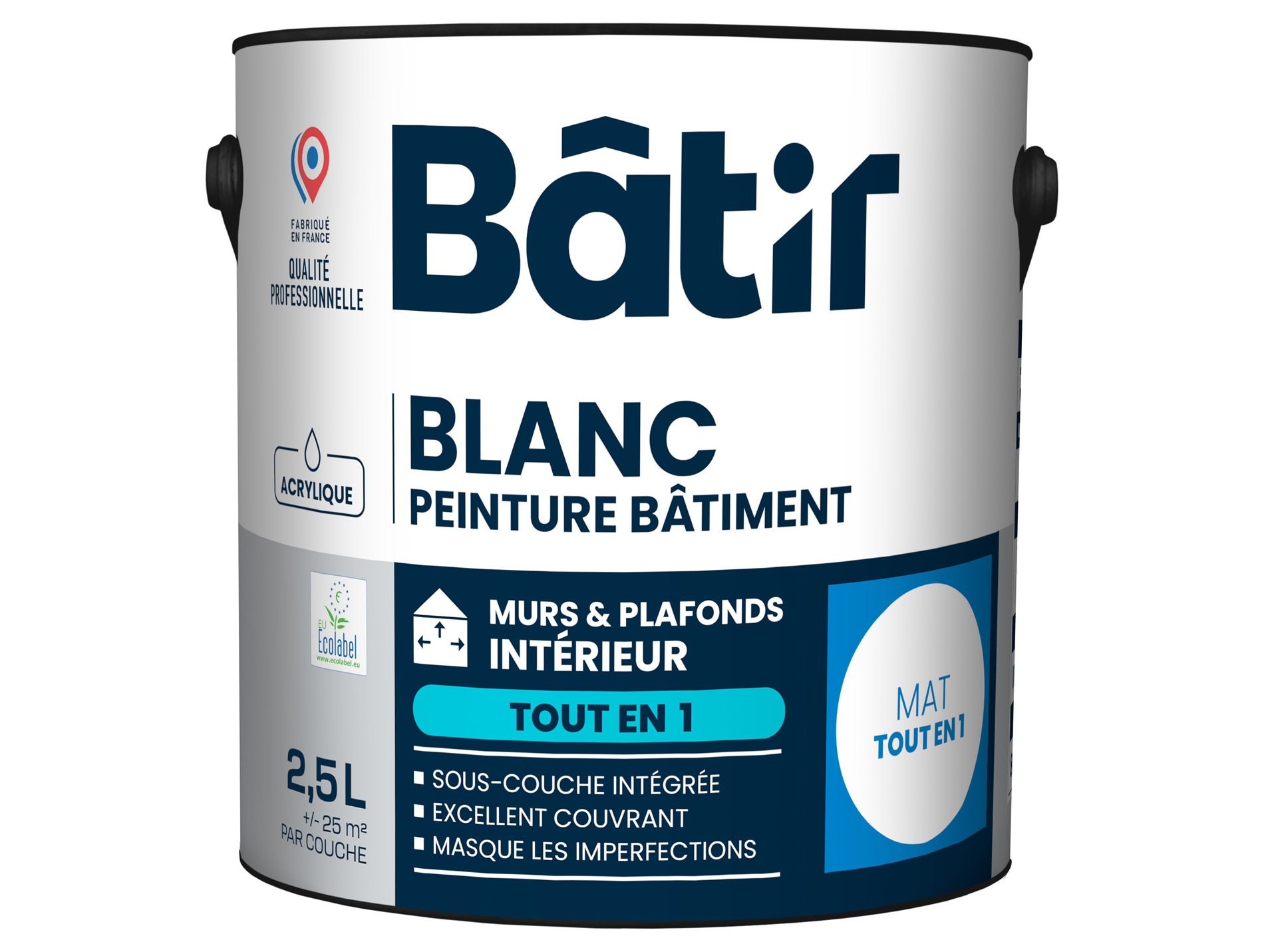 Peinture tout en 1 BATIR blanc mat 2,5L