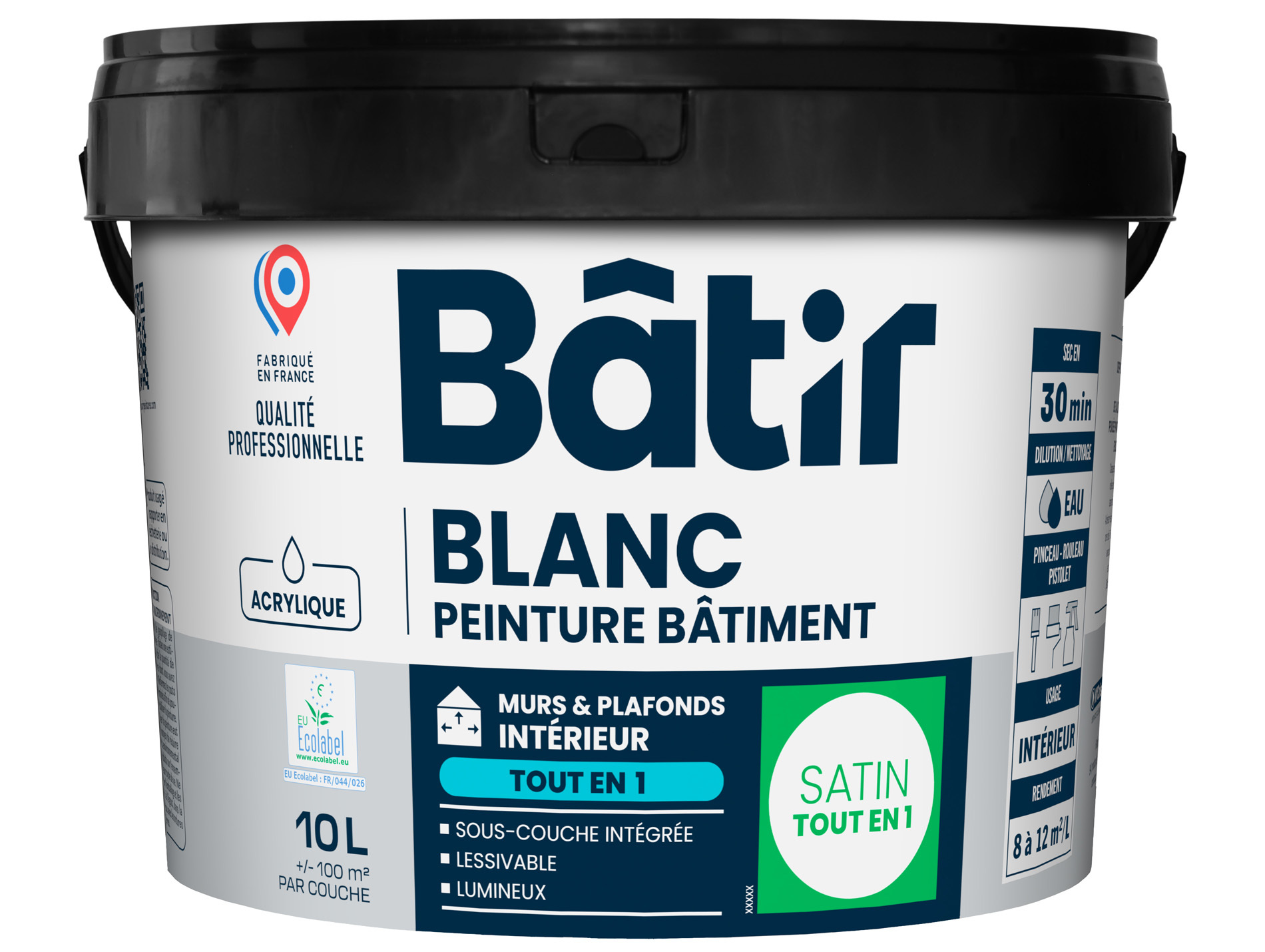 Peinture tout en 1 BATIR blanc satin 10L