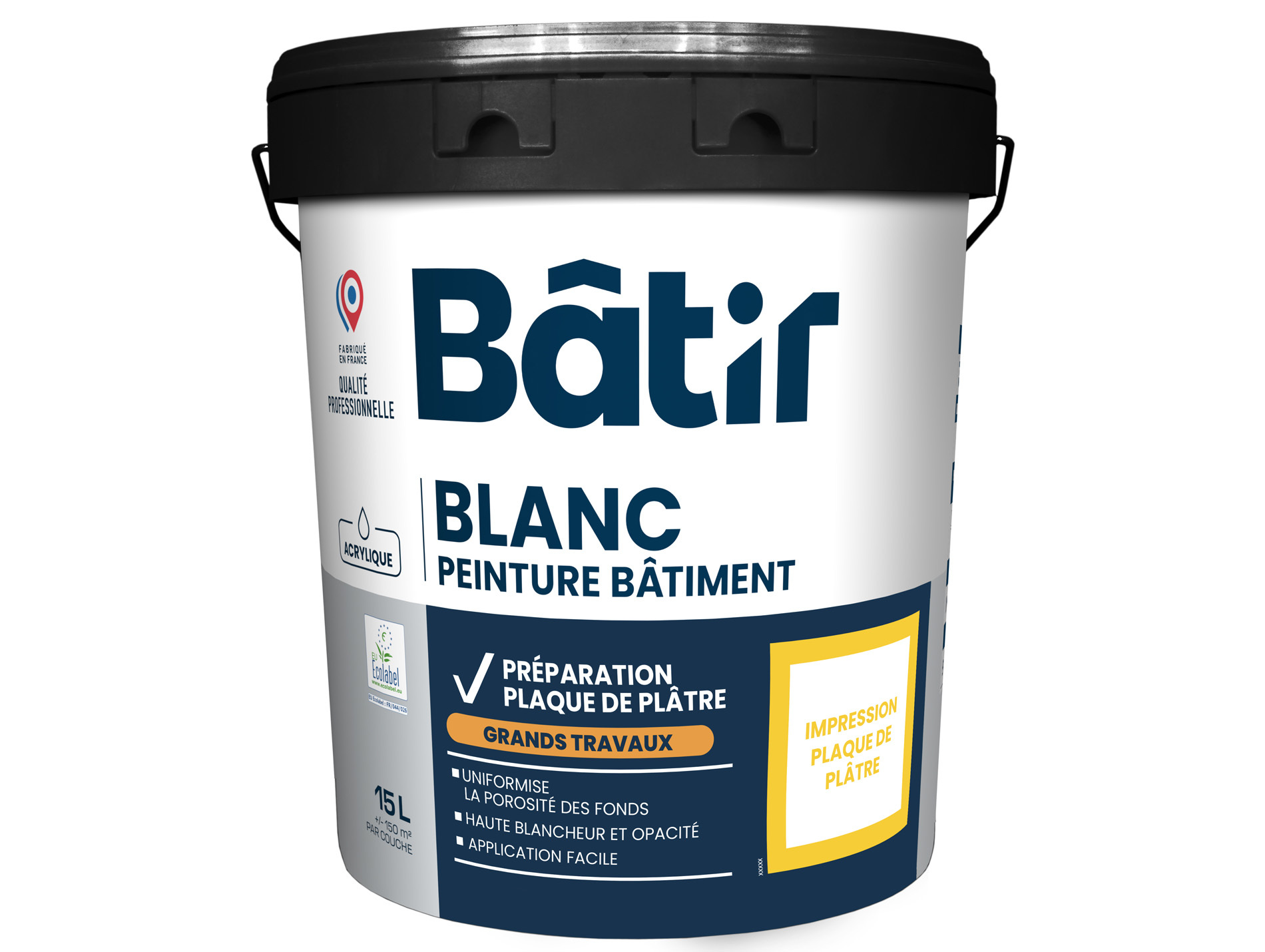 Peinture intérieure BATIR plaque plâtre blanc impression 15L