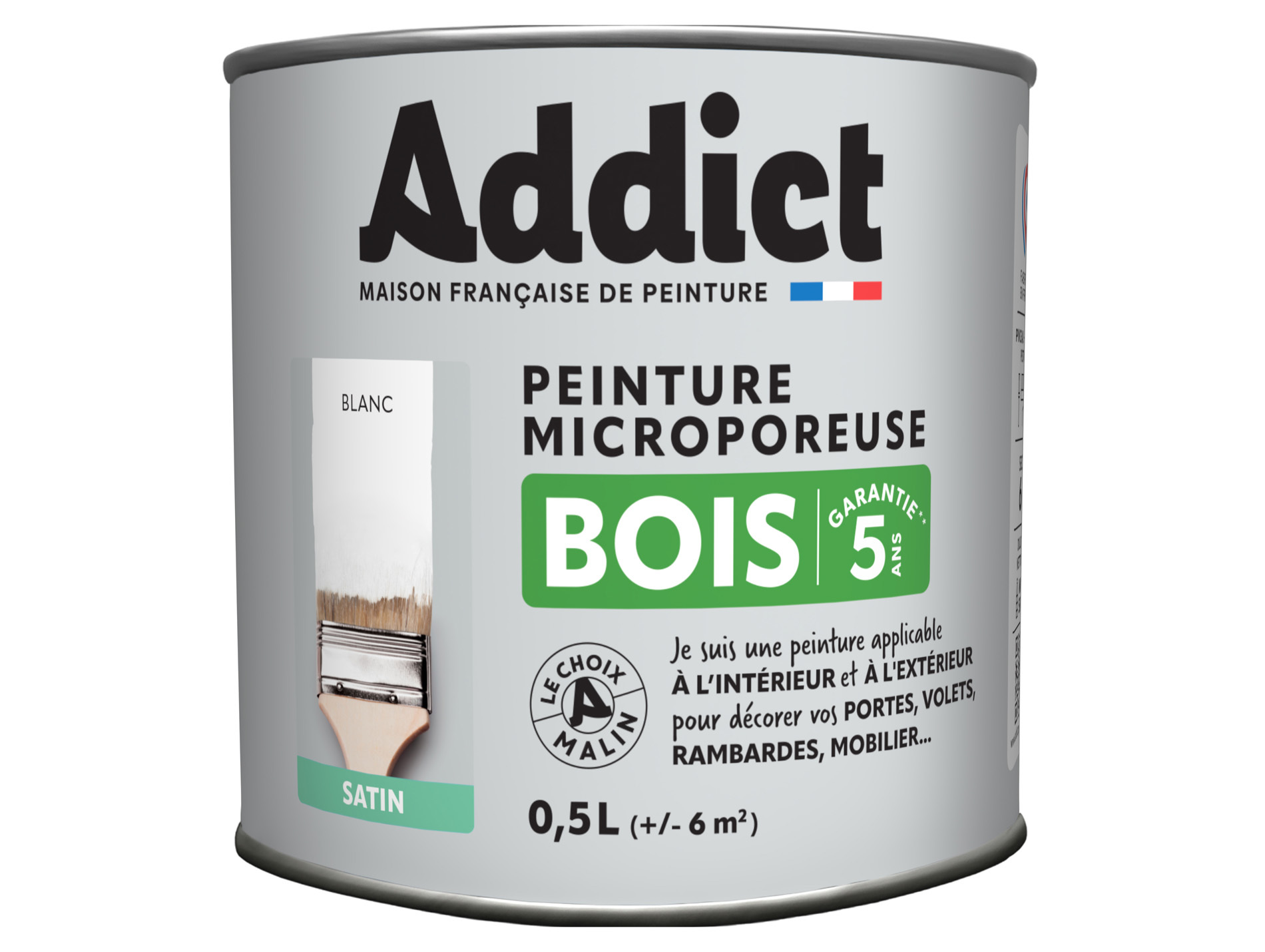 Peinture extérieure ADDICT Bois satiné blanc 0.5L