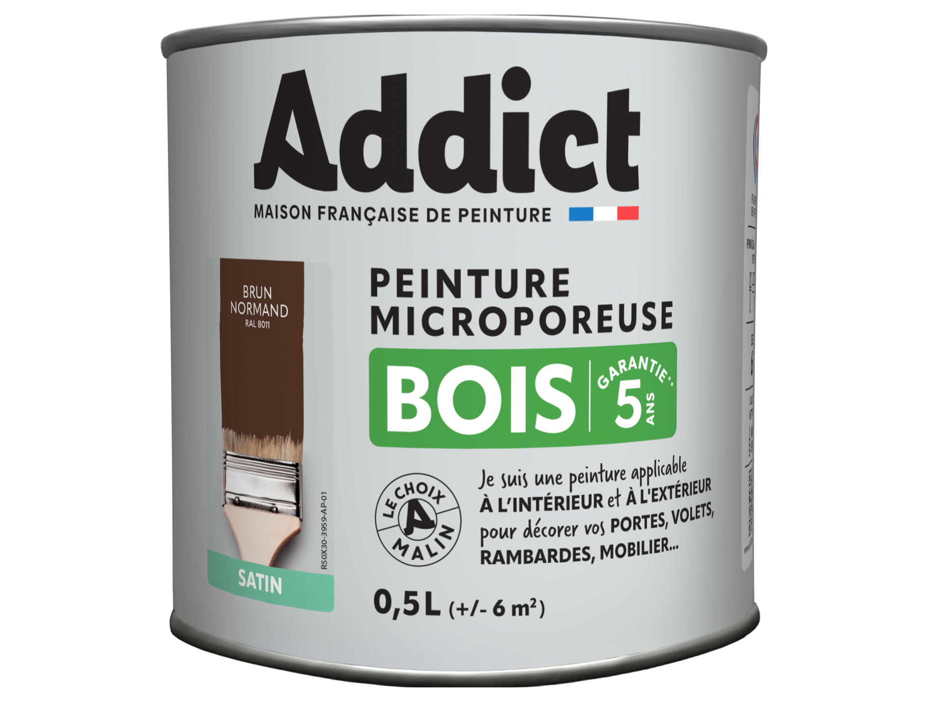 Peinture extérieure ADDICT Bois satiné brun normand 0.5L