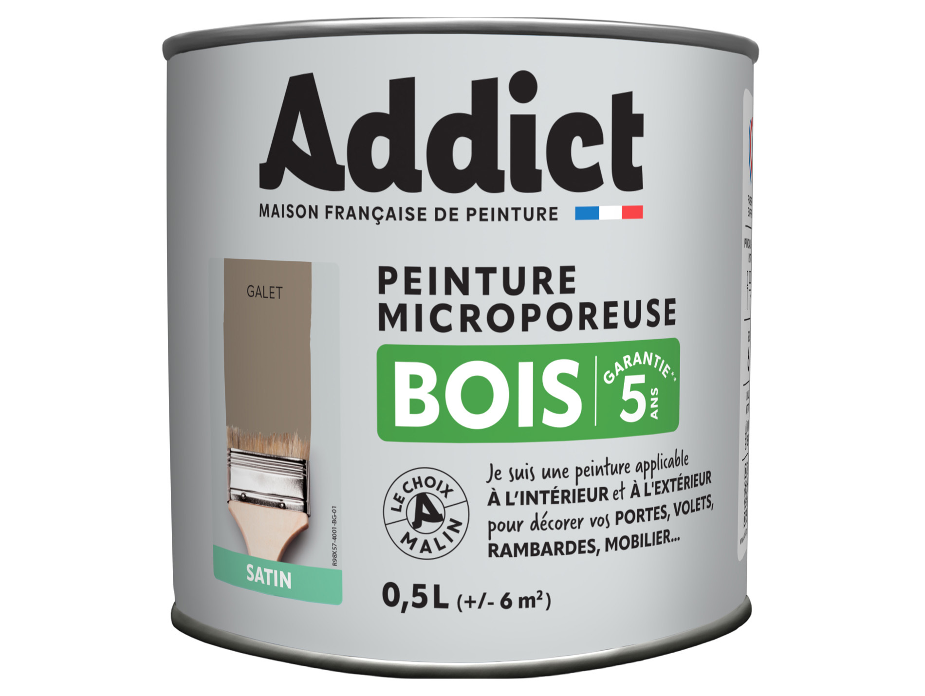 Peinture extérieure ADDICT Bois satiné galet 0.5L