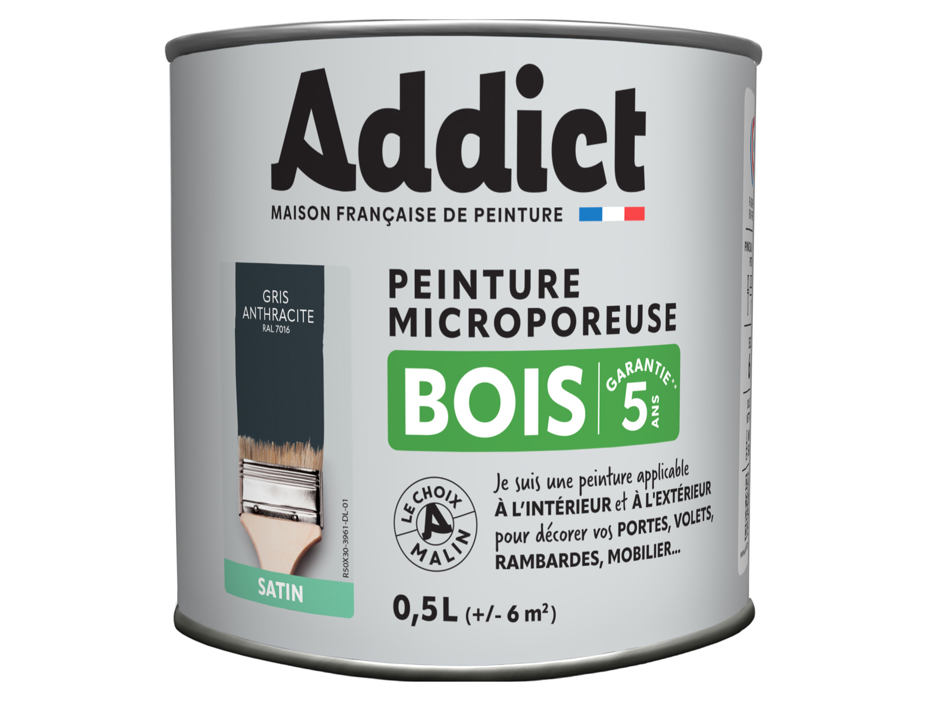 Peinture extérieure ADDICT Bois satiné gris anthrac 0.5L