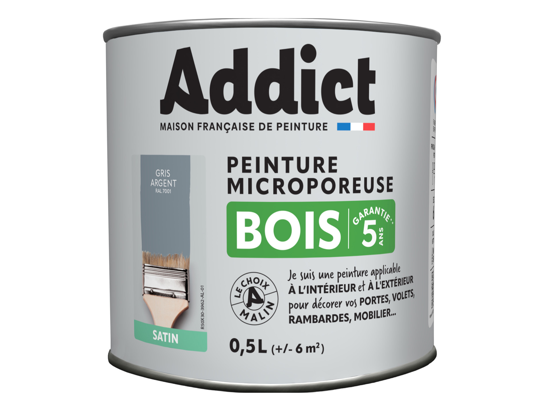 Peinture extérieure ADDICT Bois satiné gris argent 0.5L
