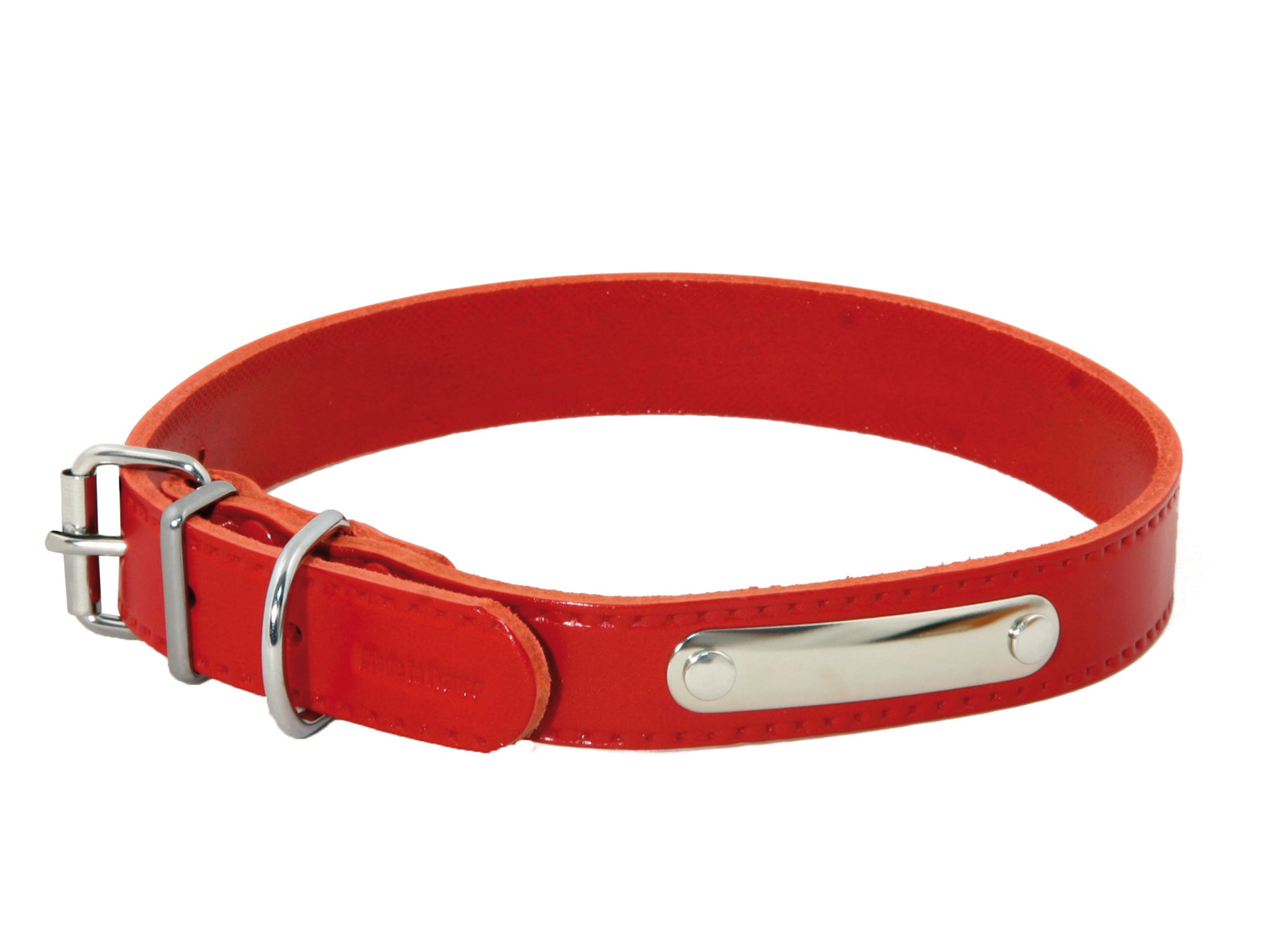 Collier cuir riveté MARTIN SELLIER l.22mm L.55cm rouge