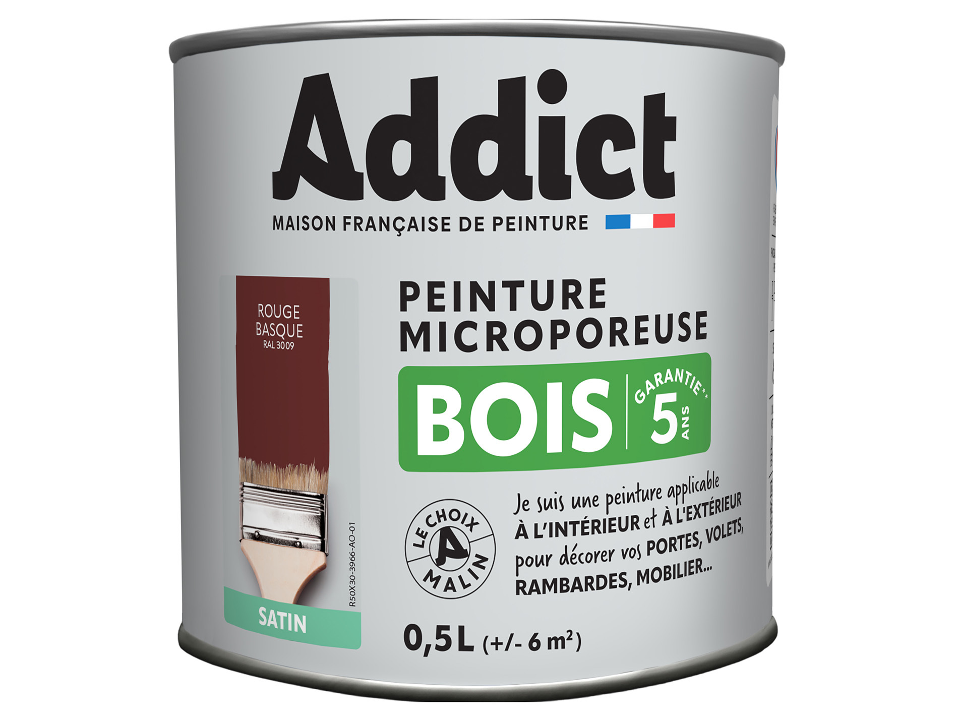 Peinture extérieure ADDICT Bois satiné rouge basque 0.5L