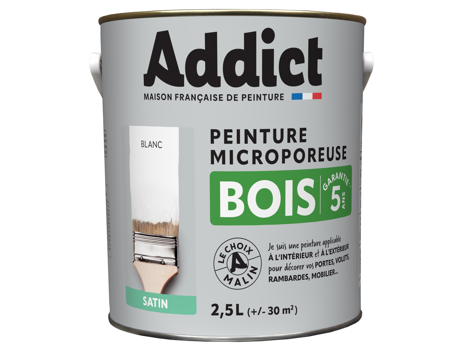 Peinture extérieure ADDICT Bois satiné blanc 2.5L