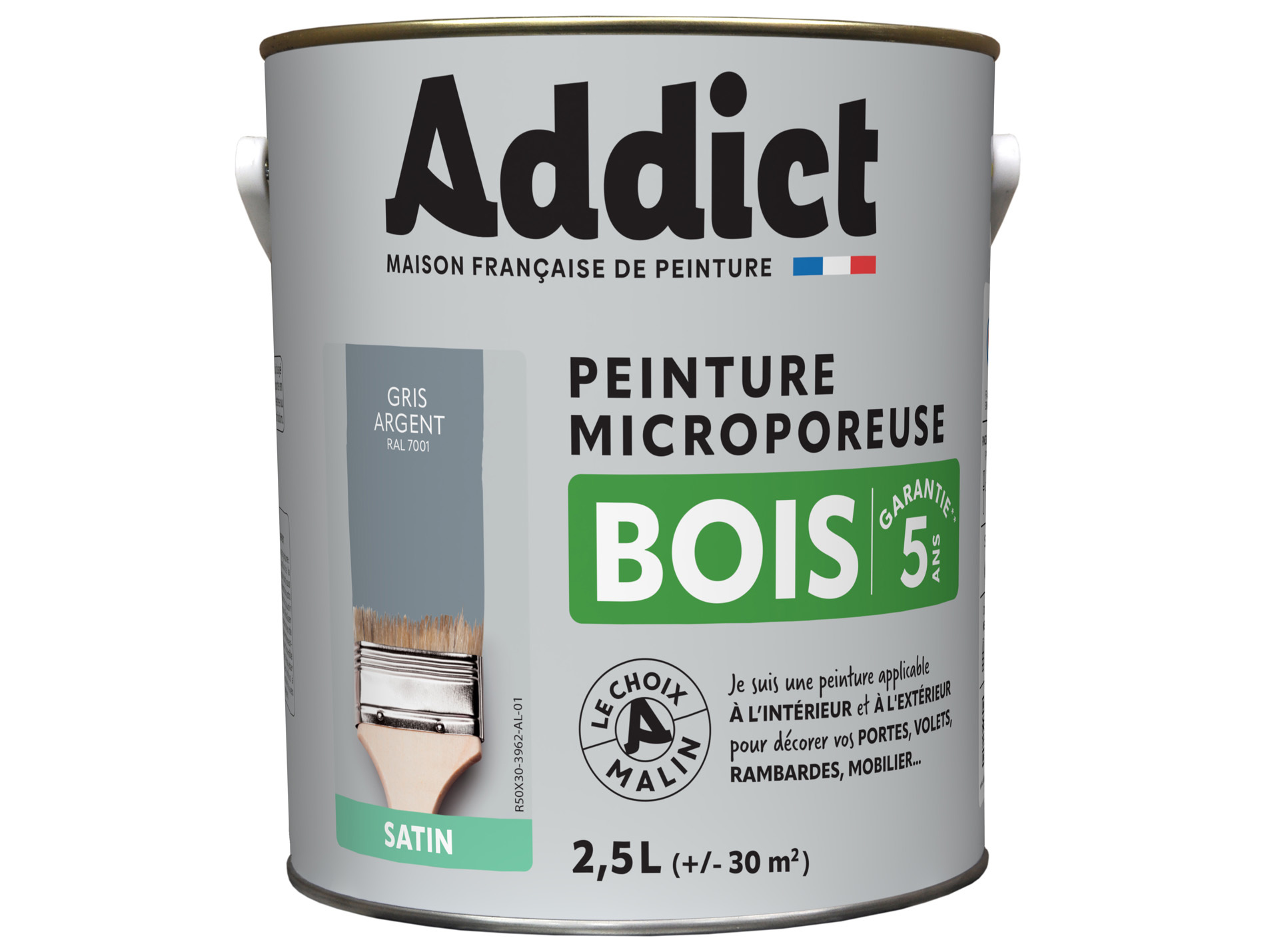 Peinture extérieure ADDICT Bois satiné gris argent 2.5L