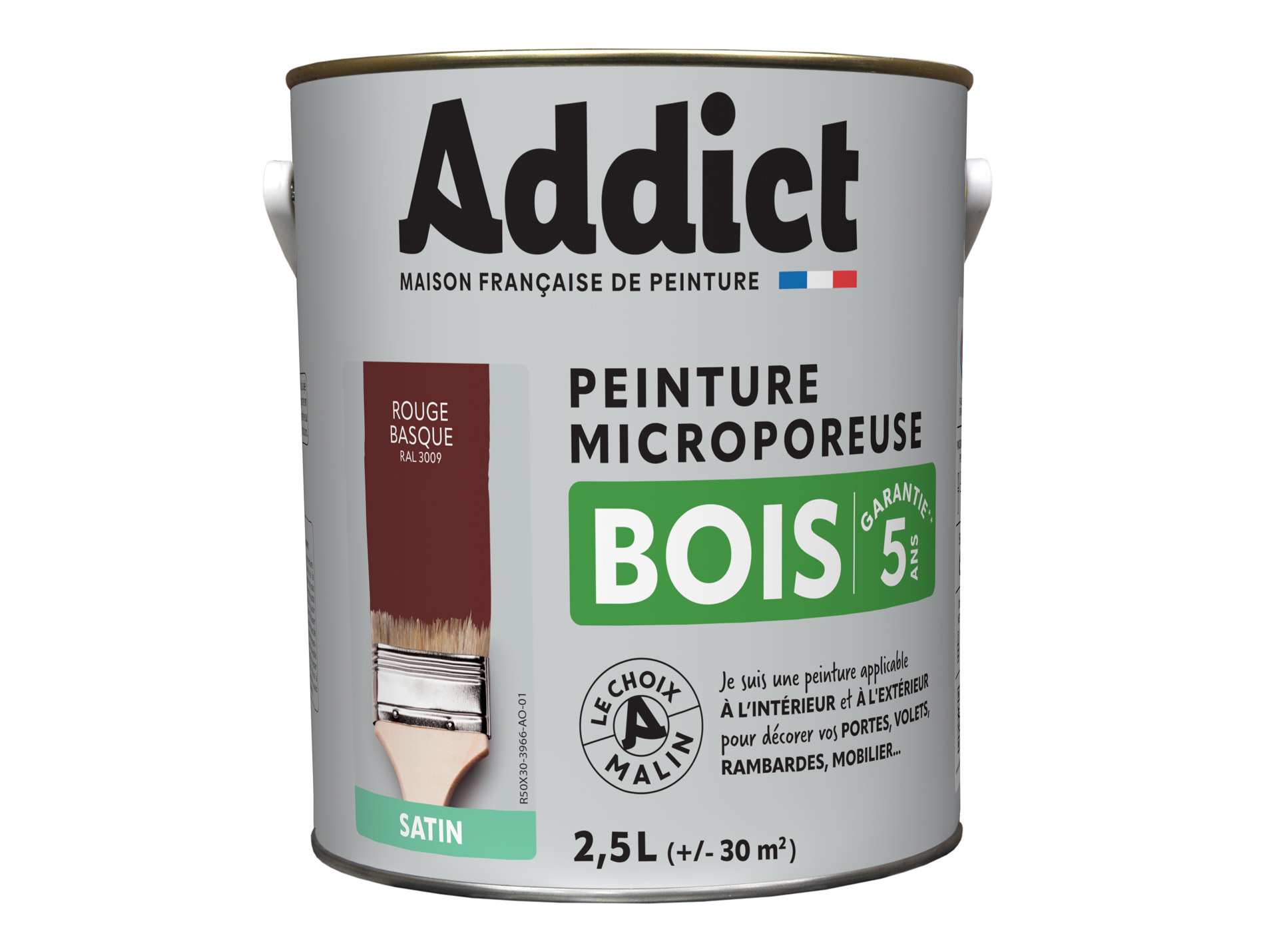 Peinture extérieure ADDICT Bois satiné rouge basque 2.5L