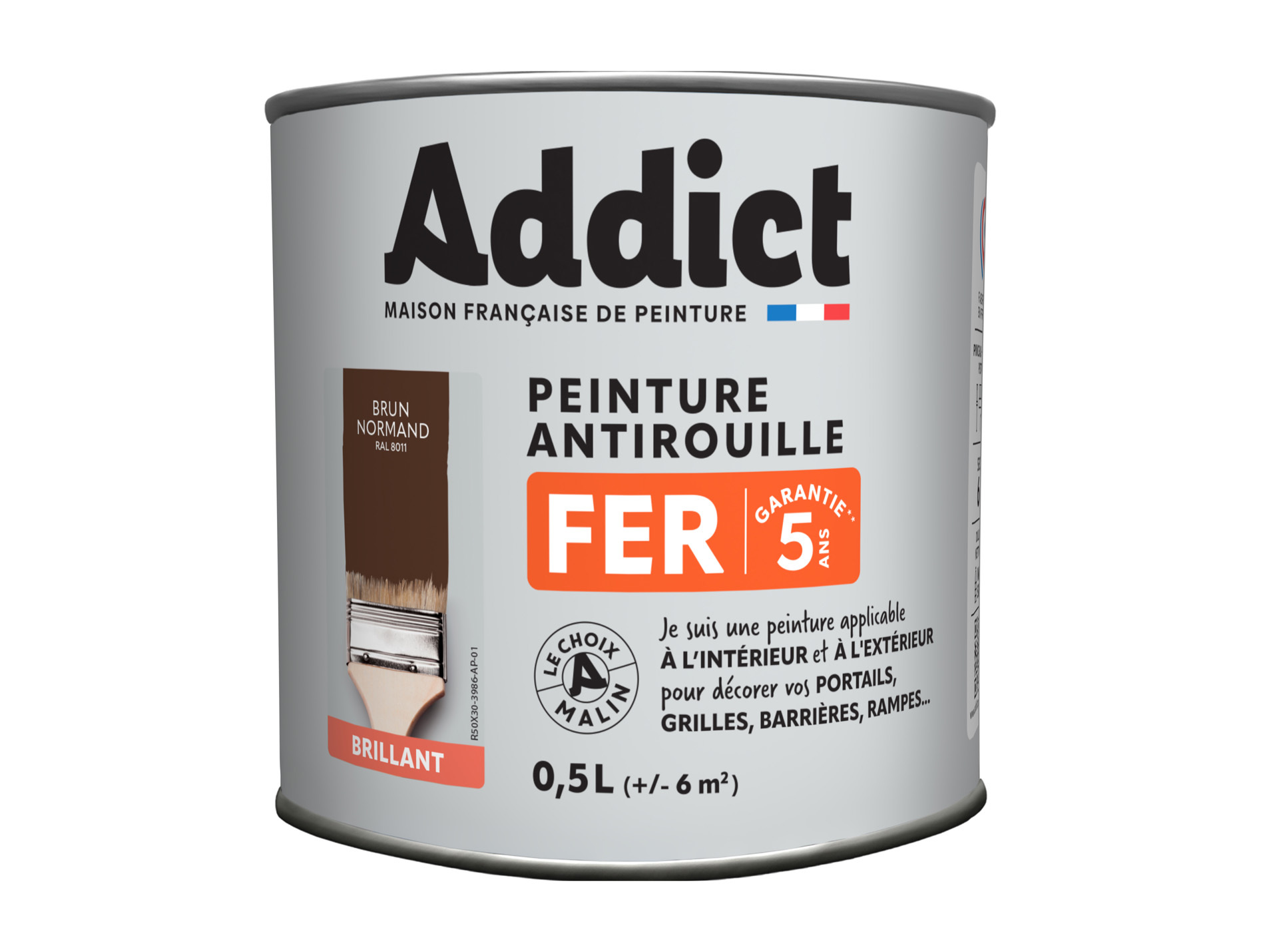 Peinture antirouille fer ADDICT Brun normand brillant 500ml