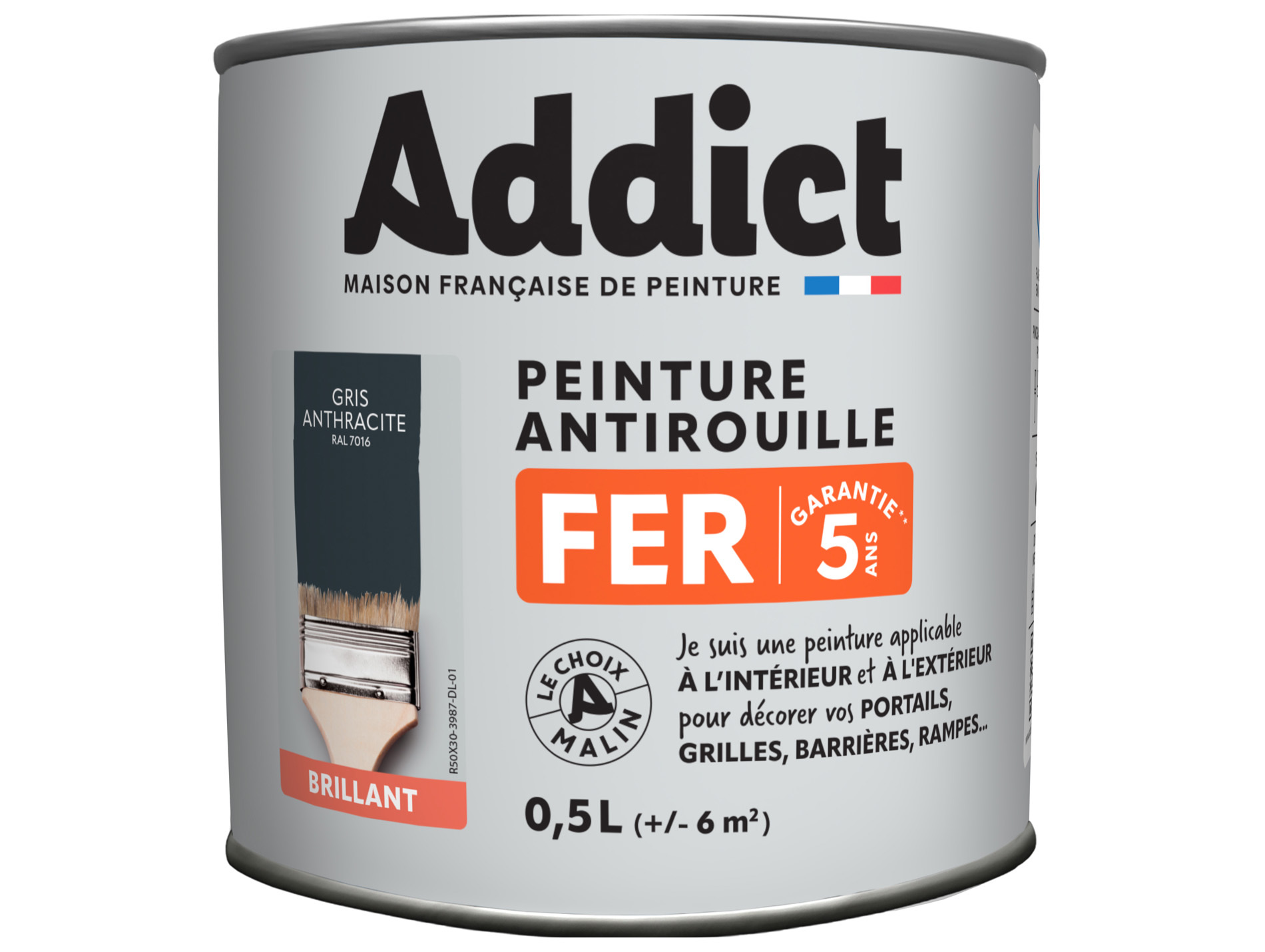 Peinture ADDICT Fer brillant gris anthrac 0.5L