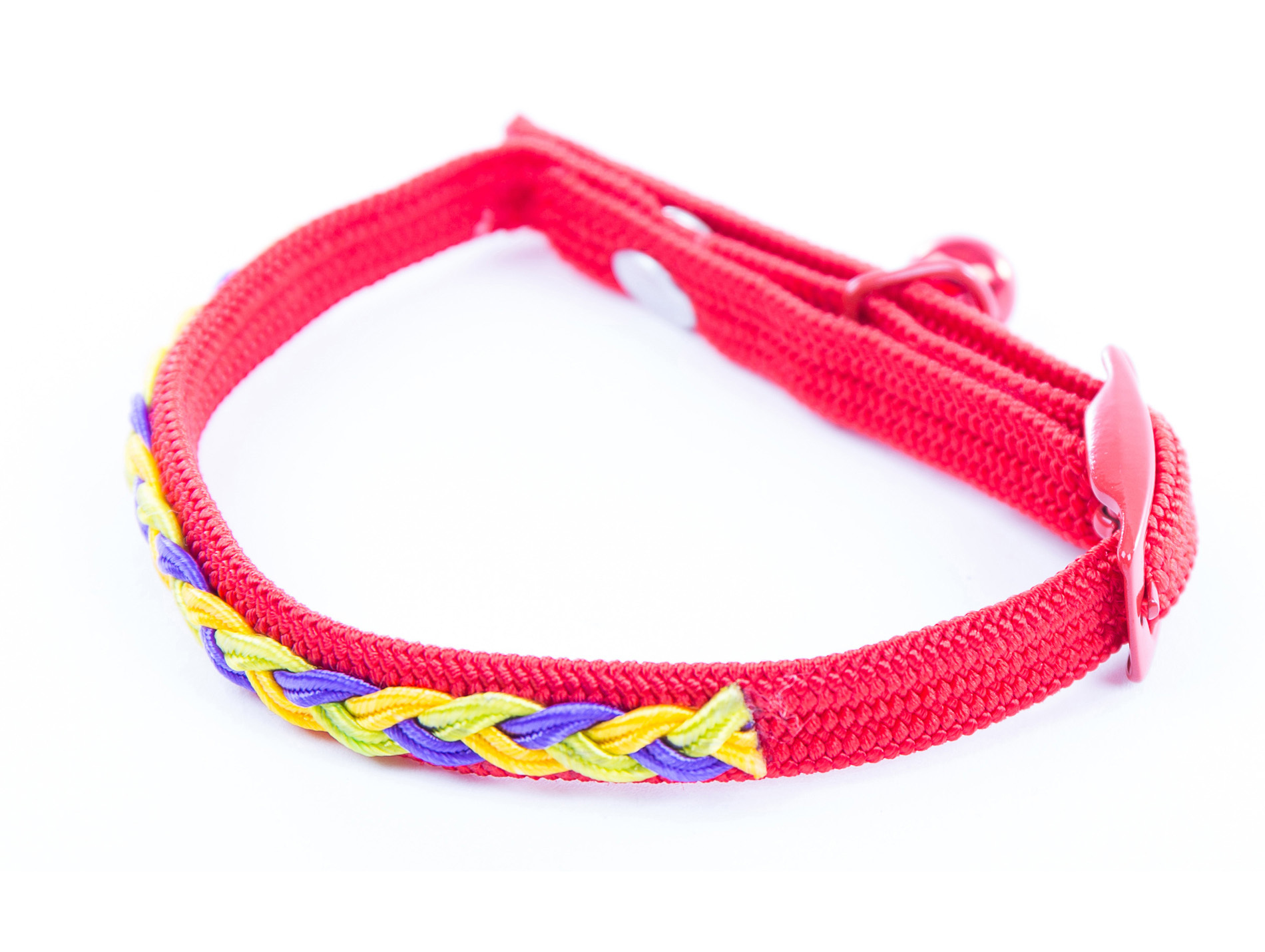 Collier chat tressé et grelot 10mm L.30cm rouge