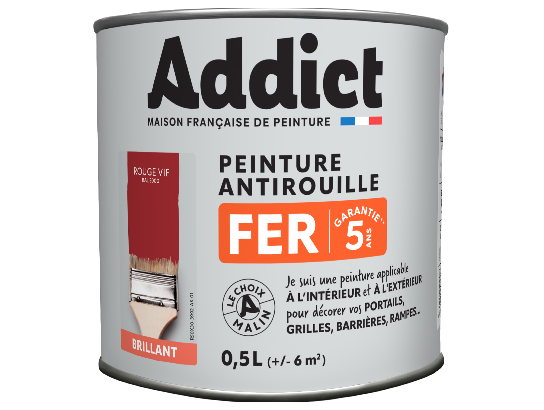 Peinture ADDICT Fer brillant rouge vif 0.5L