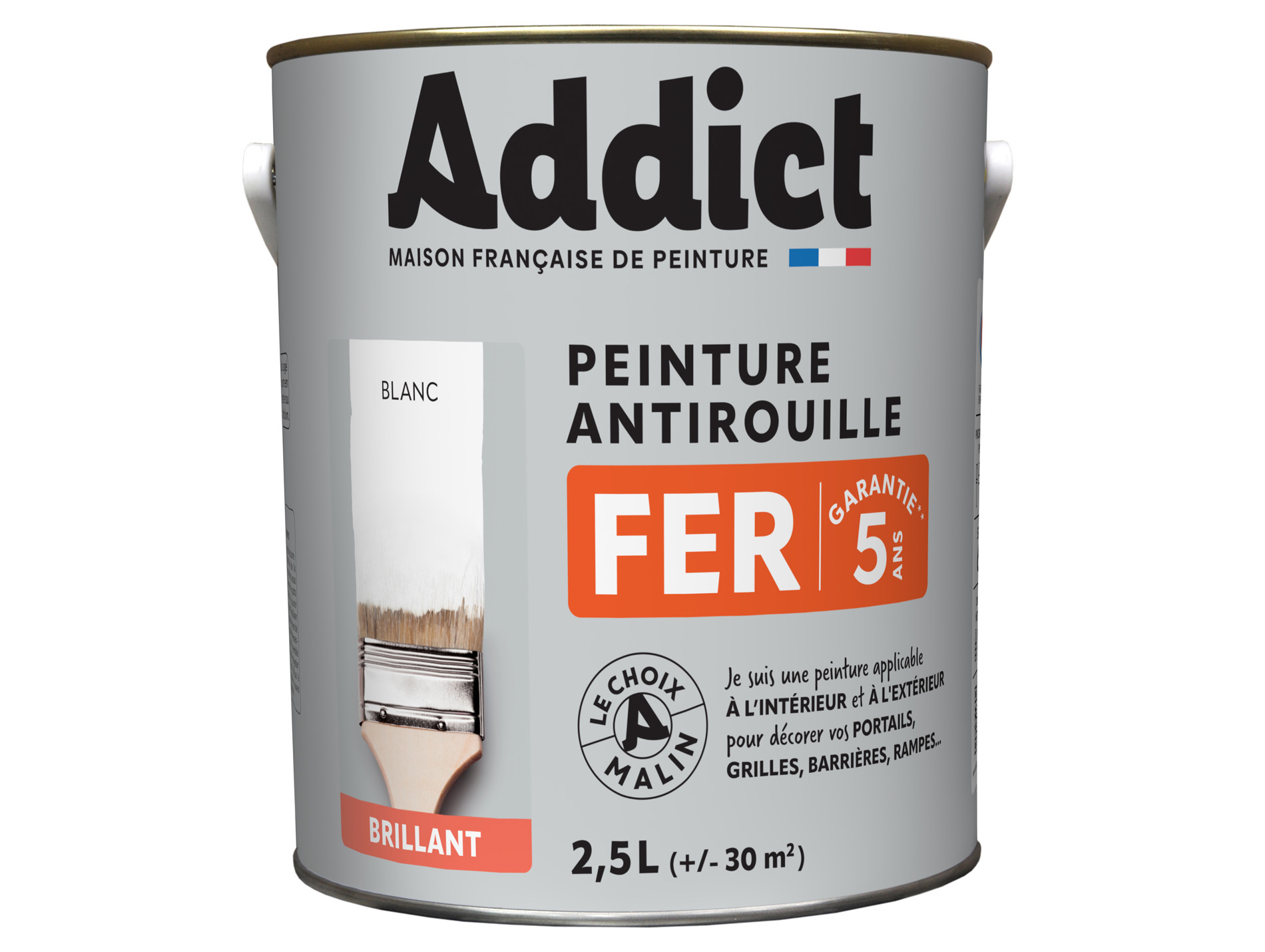 Peinture ADDICT Fer brillant blanc 2.5L