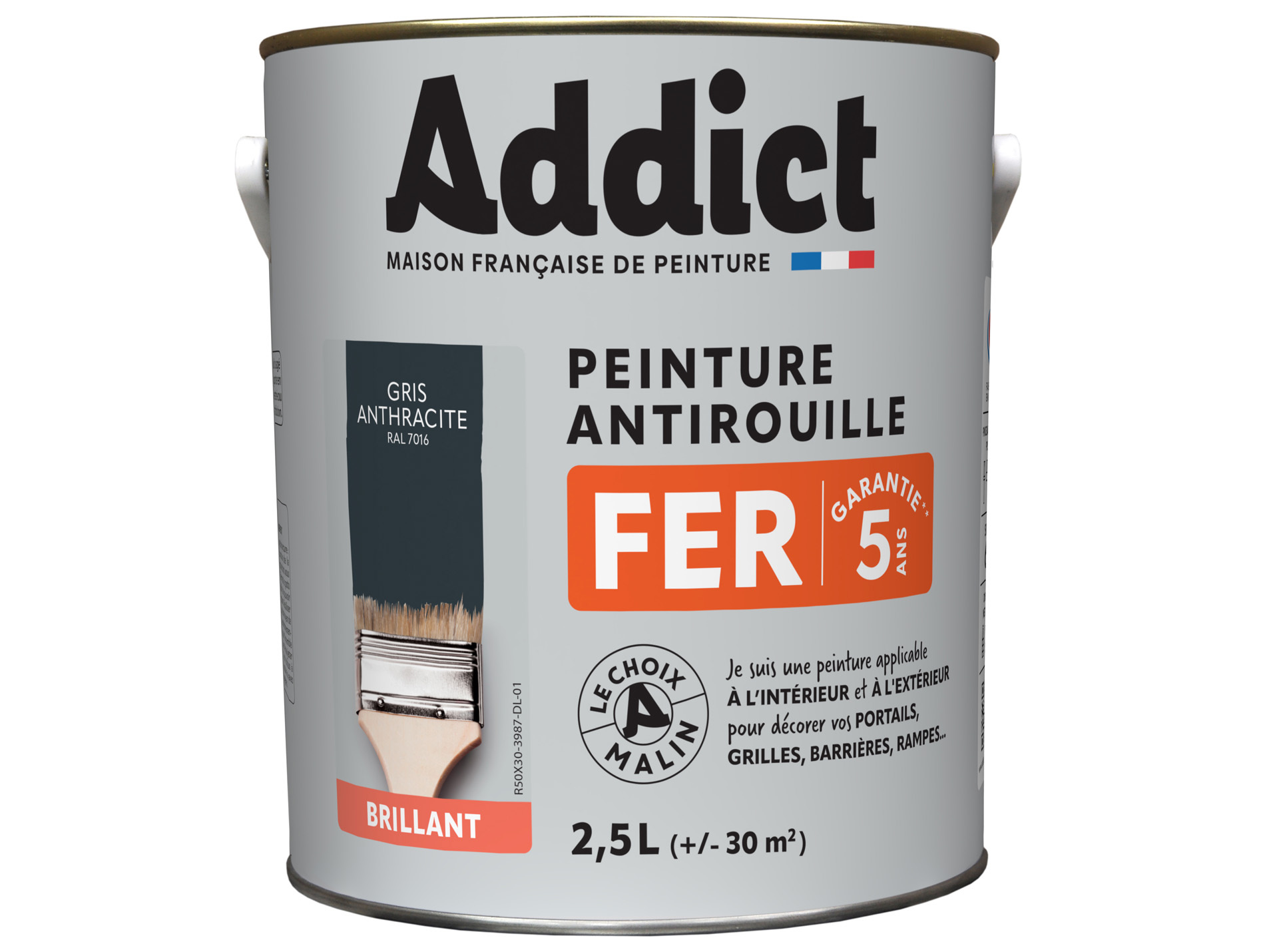 Peinture ADDICT Fer brillant gris anthrac 2.5L