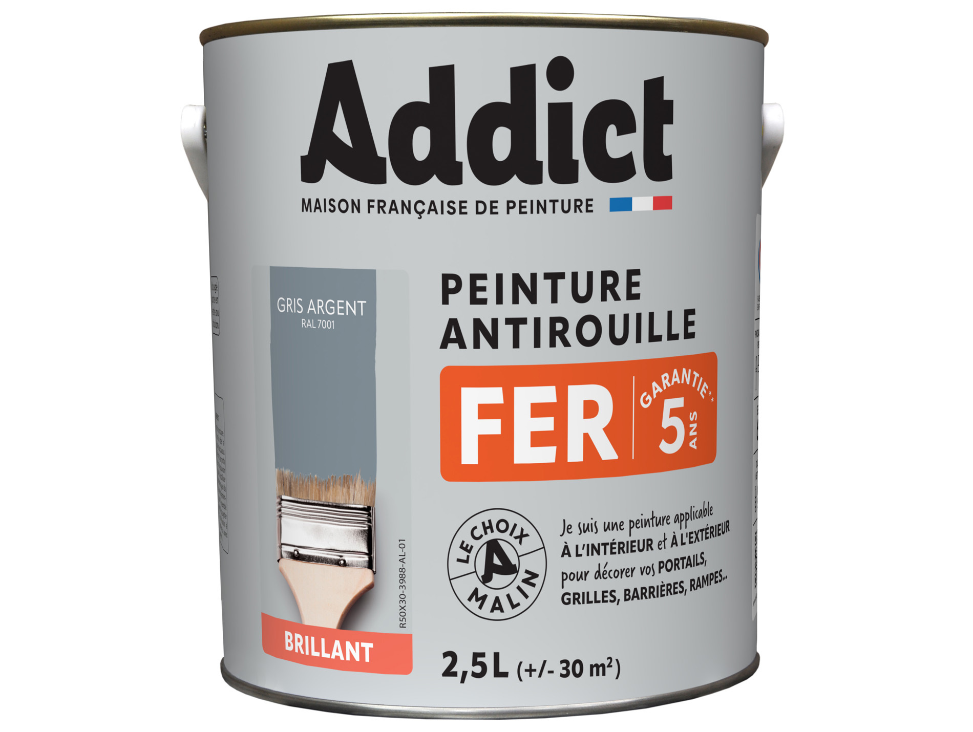 Peinture ADDICT Fer brillant gris argent 2.5L