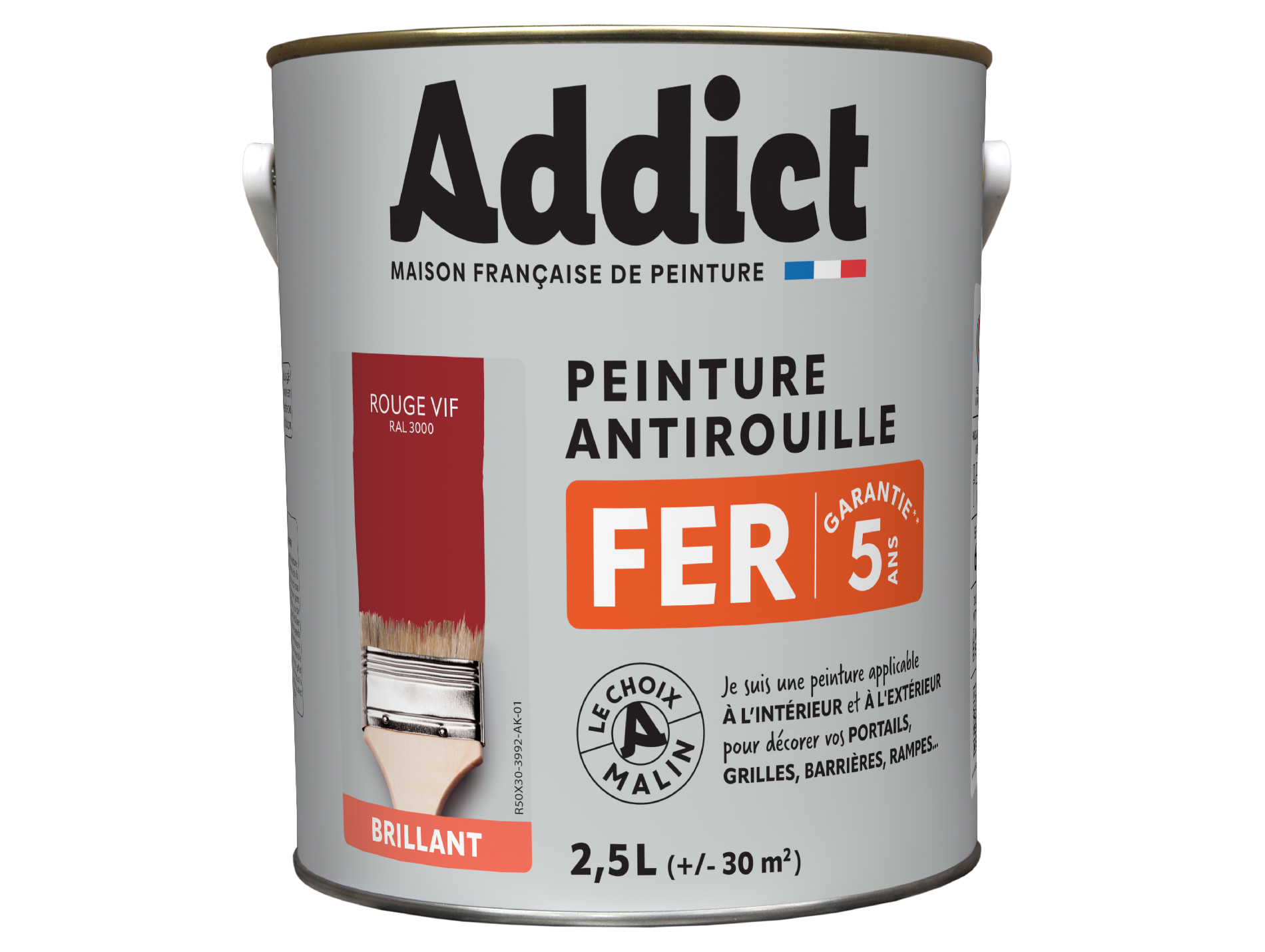 Peinture ADDICT Fer brillant rouge vif 2.5L