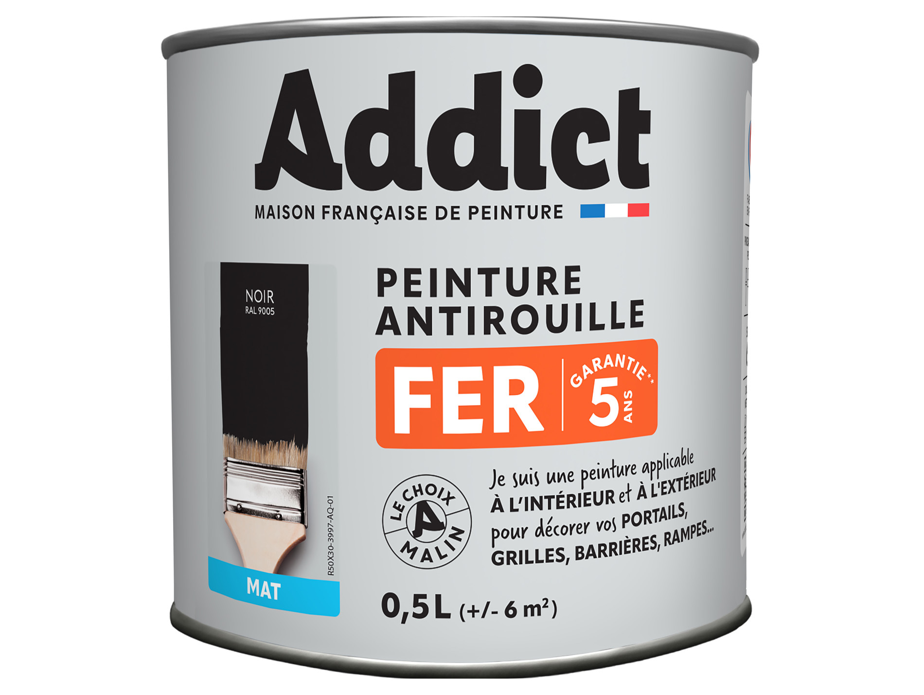 Peinture antirouille fer ADDICT Noir mat 500ml