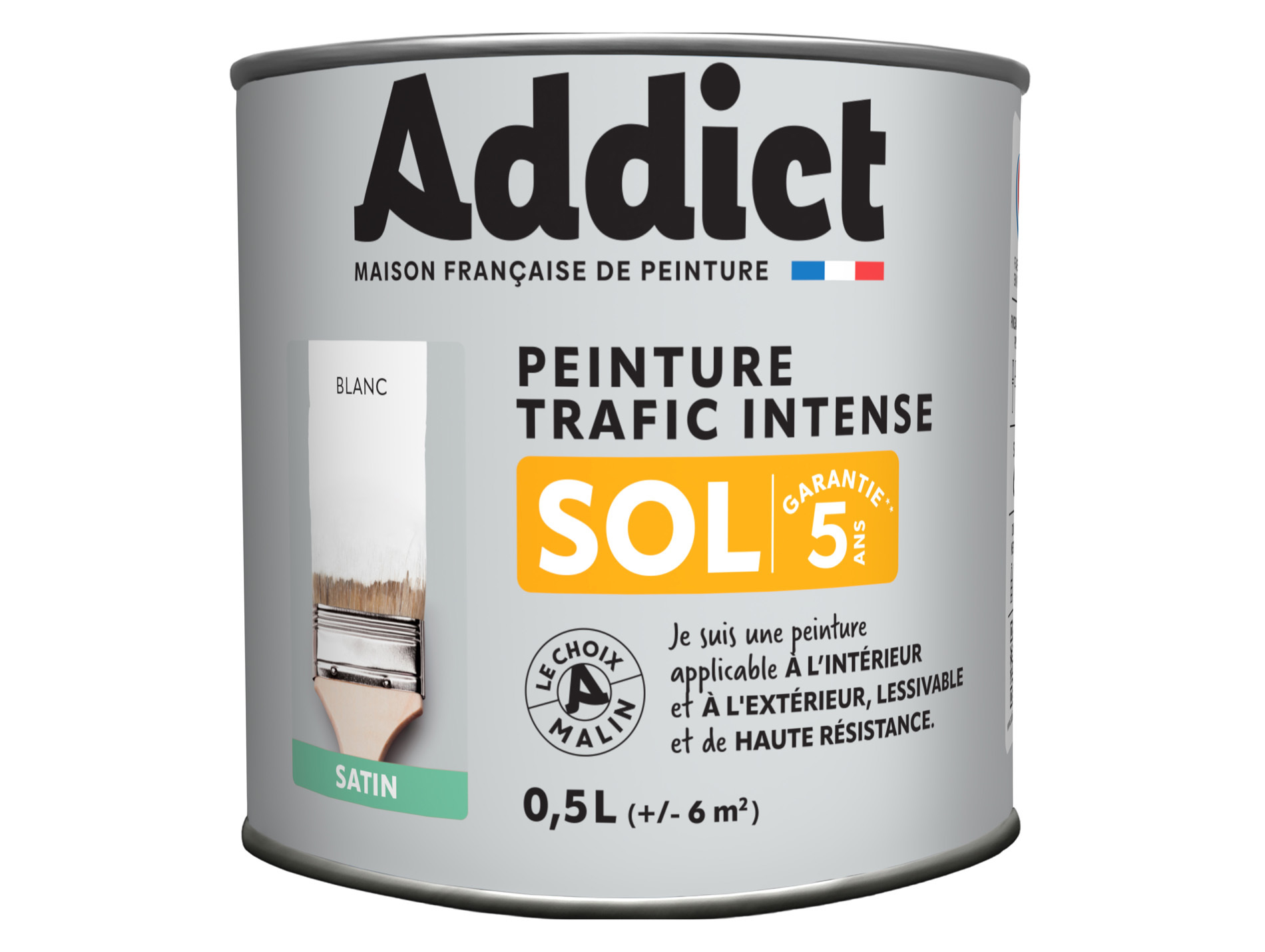 Peinture extérieure ADDICT Sol satiné blanc 0.5L