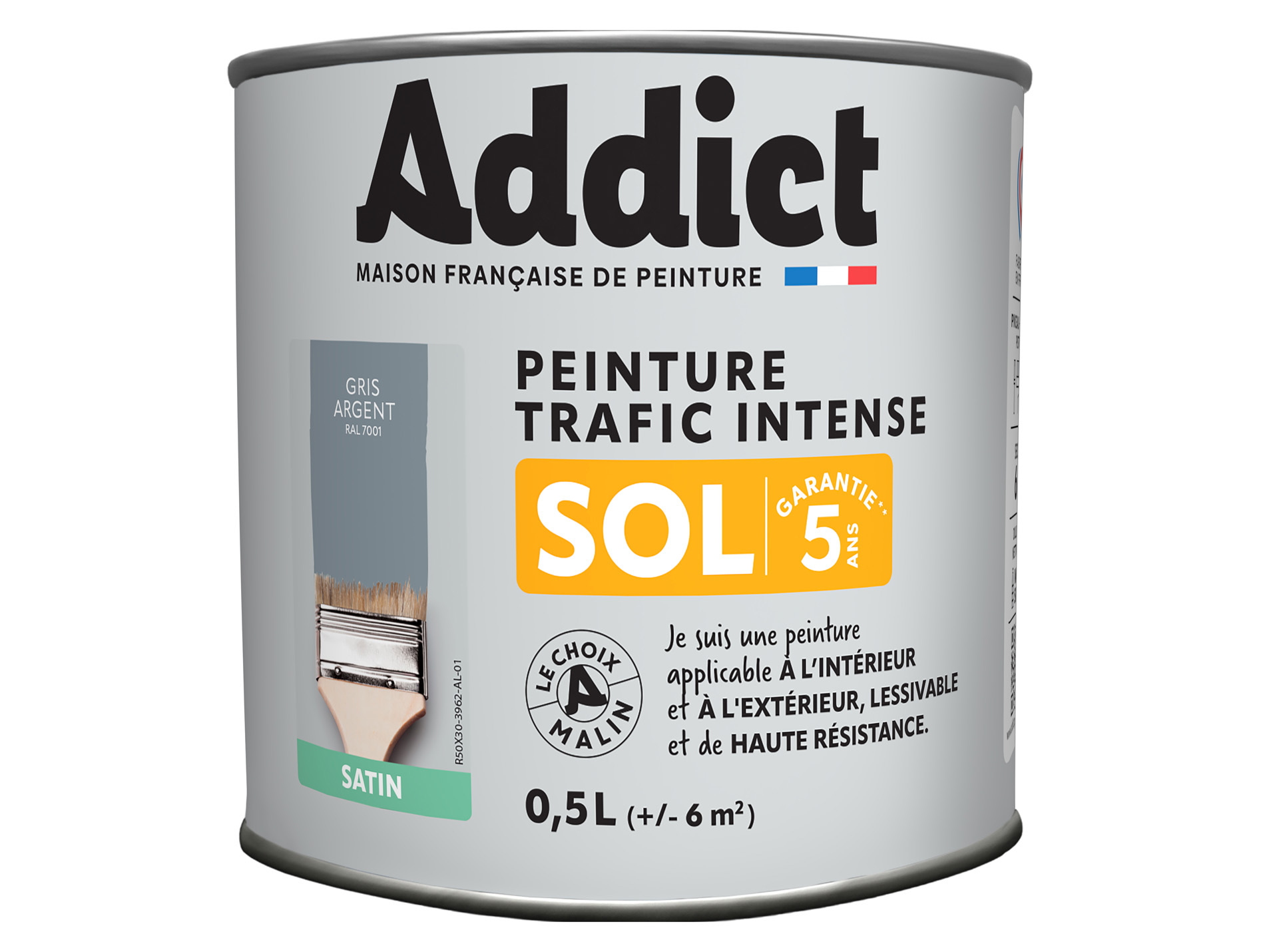Peinture extérieure ADDICT Sol satiné gris argent 0.5L