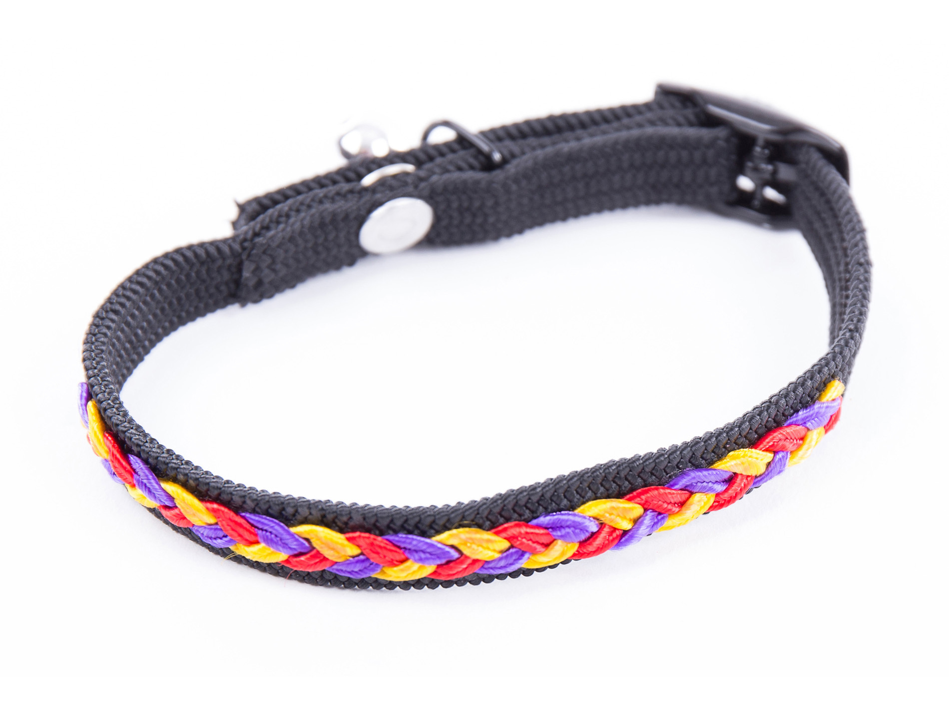 Collier chat tressé et grelot 10mm L.30cm noir
