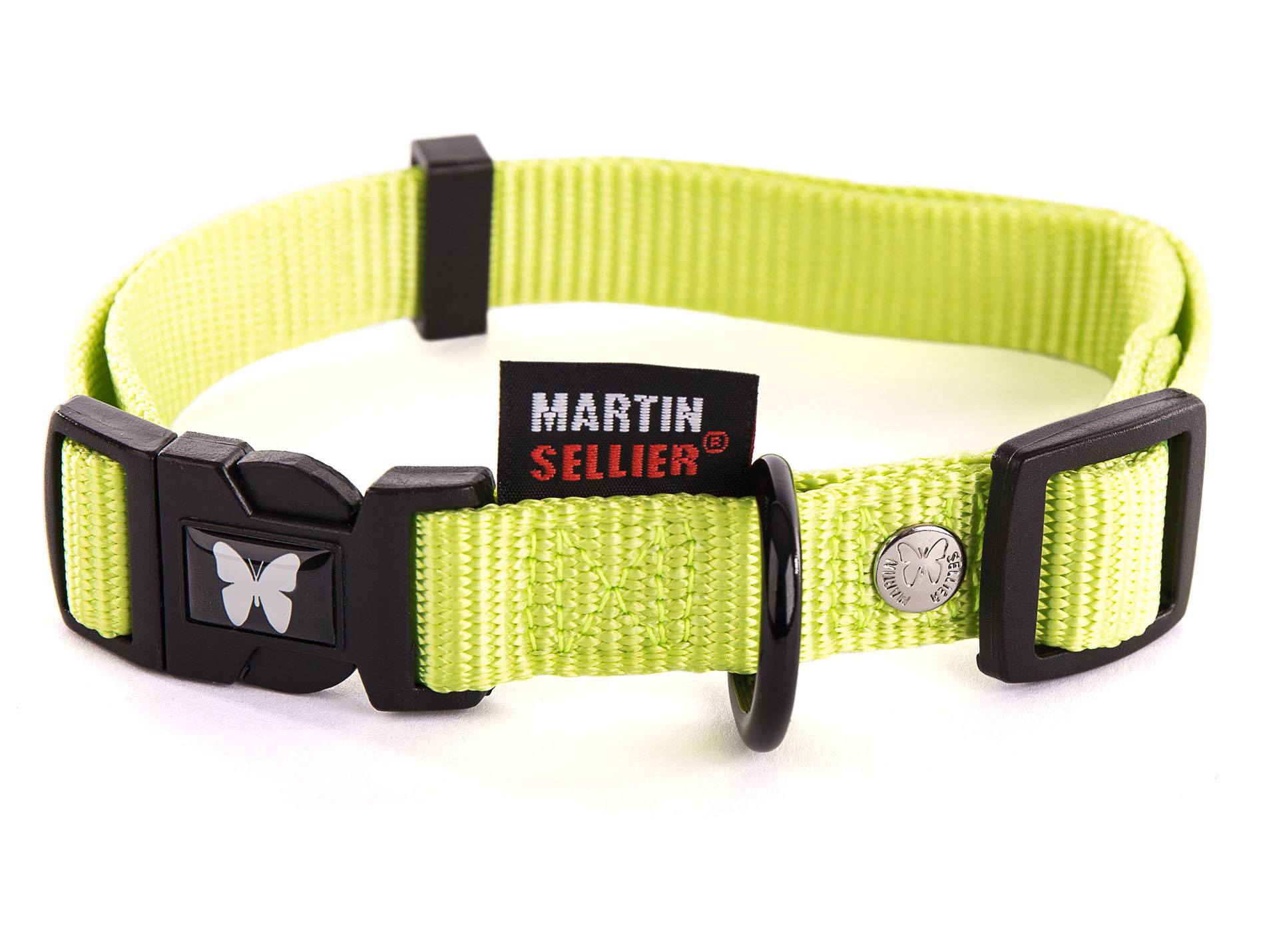 Collier en nylon réglable MARTIN SELLIER l.16mm L.45cm vert