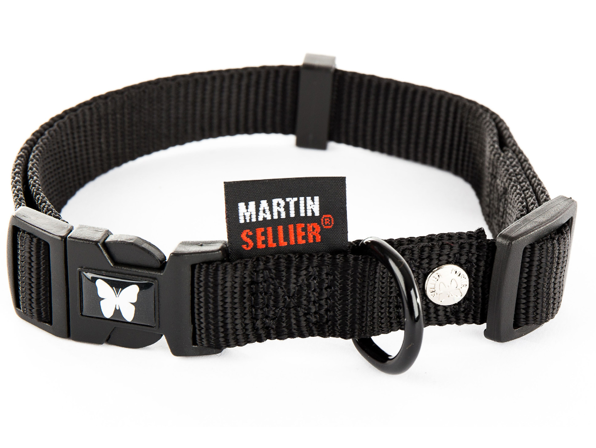 Collier en nylon réglable MARTIN SELLIER l.16mm L.45cm noir