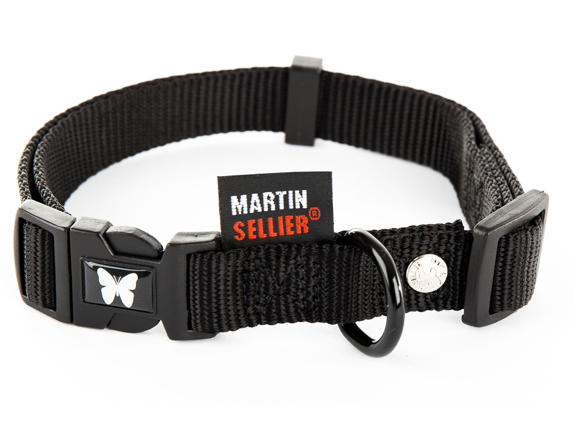 Collier en nylon réglable MARTIN SELLIER l.20mm L.55cm noir