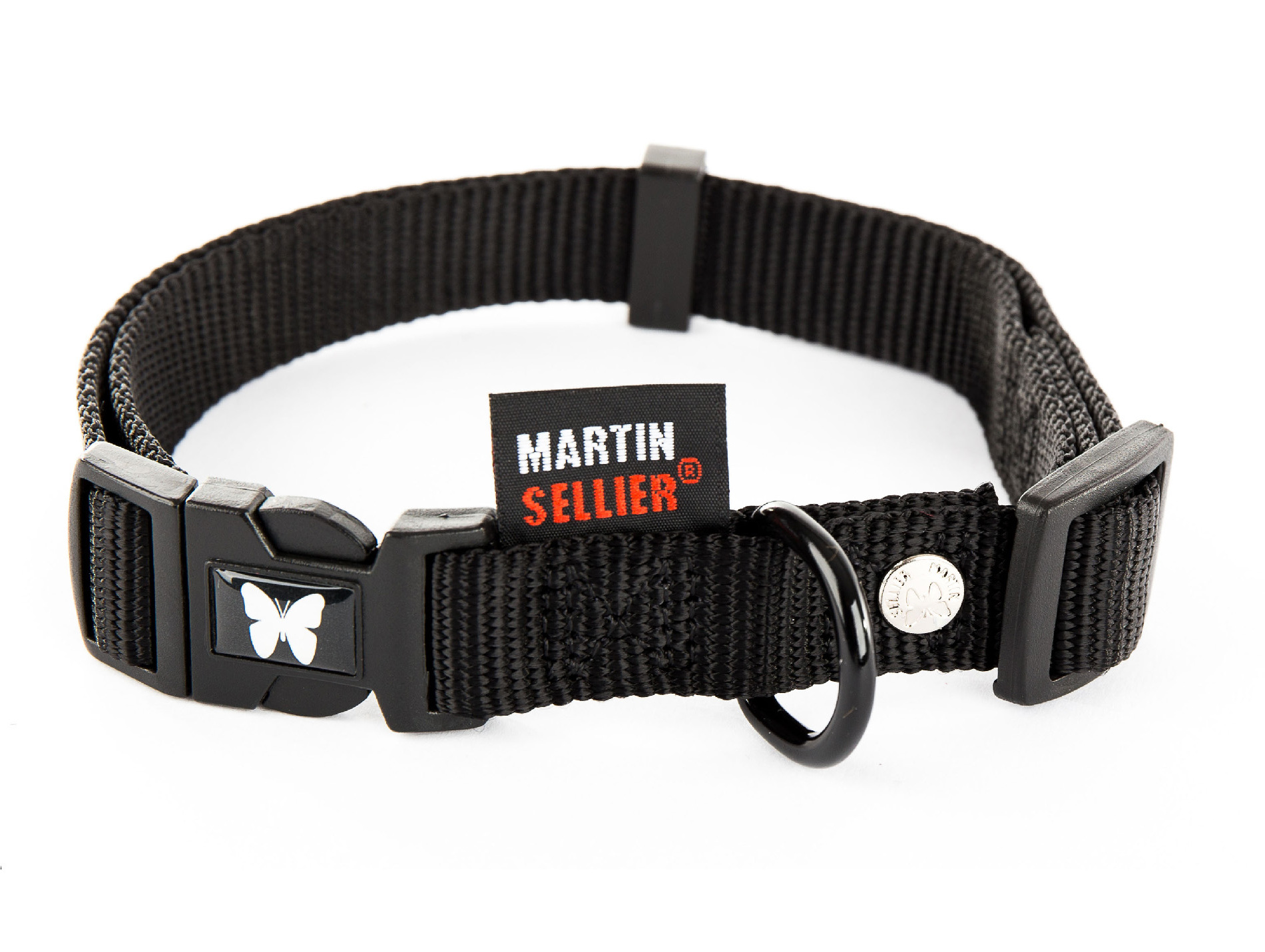 Collier en nylon réglable MARTIN SELLIER l.25mm L.65cm noir