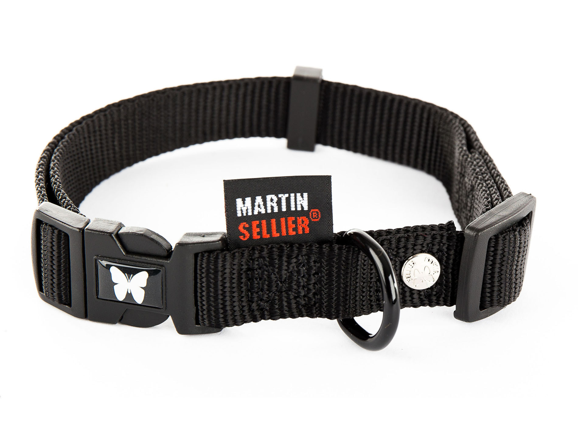 Collier en nylon réglable MARTIN SELLIER l.40mm L.70cm noir