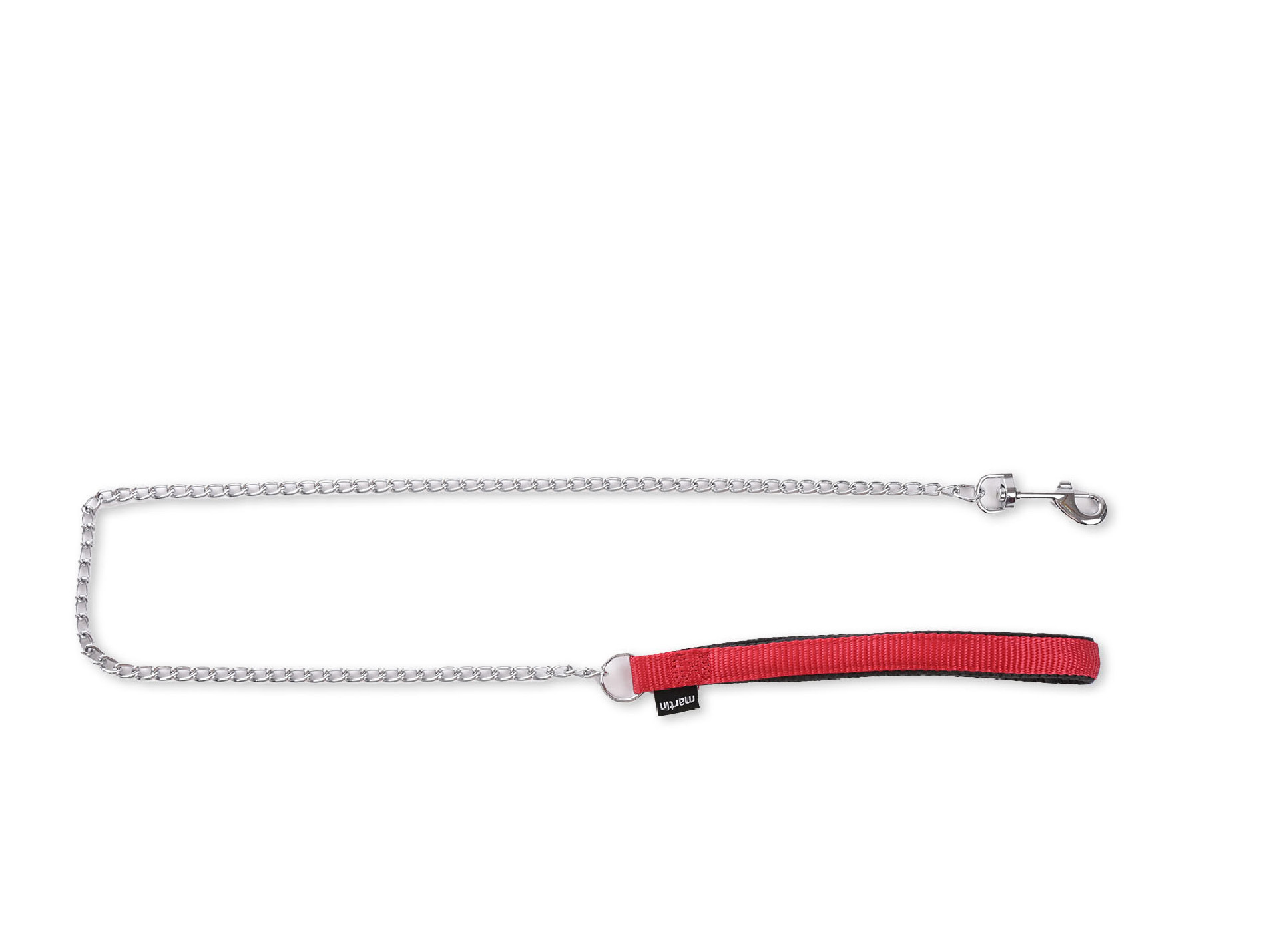 Laisse chaîne nylon pour chien MARTIN SELLIER l.25mm L.1m rouge