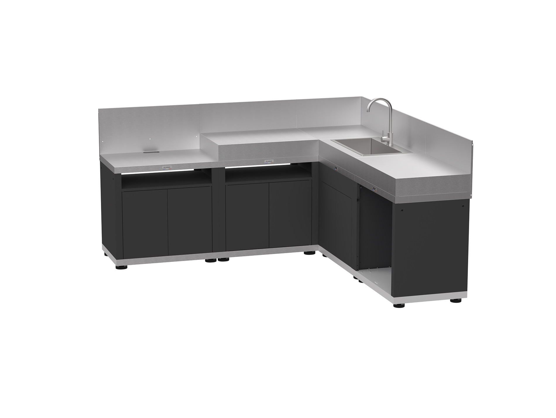 Cuisine extérieure LE MARQUIER 5 éléments duo noir, inox