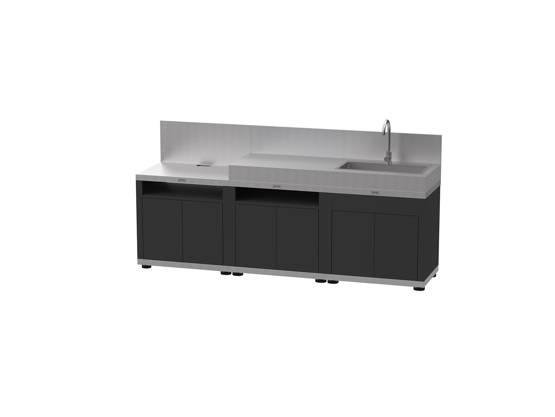 Cuisine extérieure LE MARQUIER 3 éléments duo noir, inox