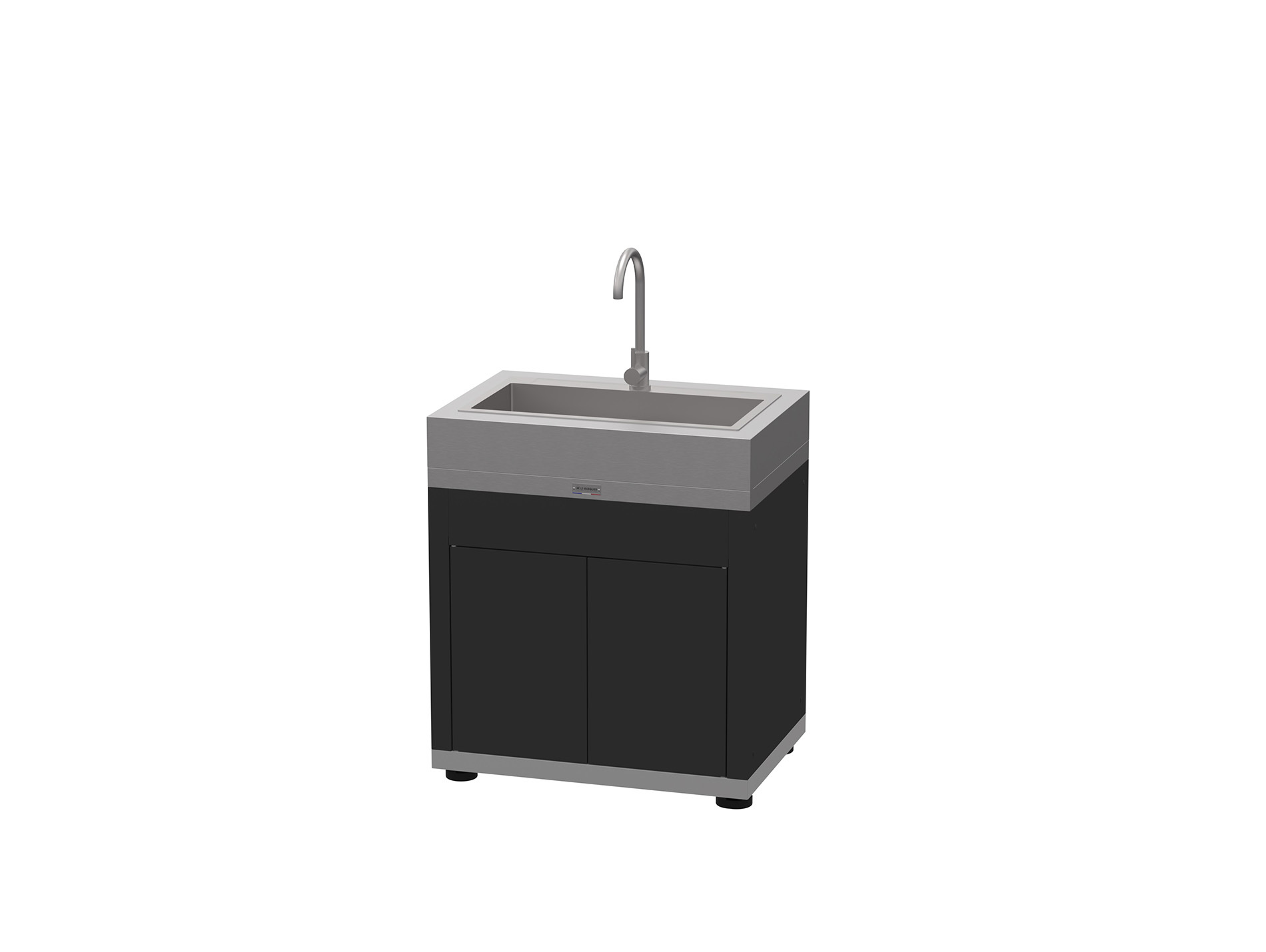 Meuble évier cuisine extérieure LE MARQUIER duo noir, inox