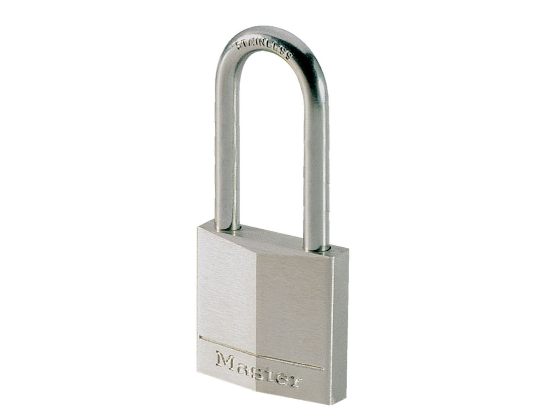 Cadenas à clé anse longue MASTER LOCK Laiton nickelé Ø6mm l.4cm