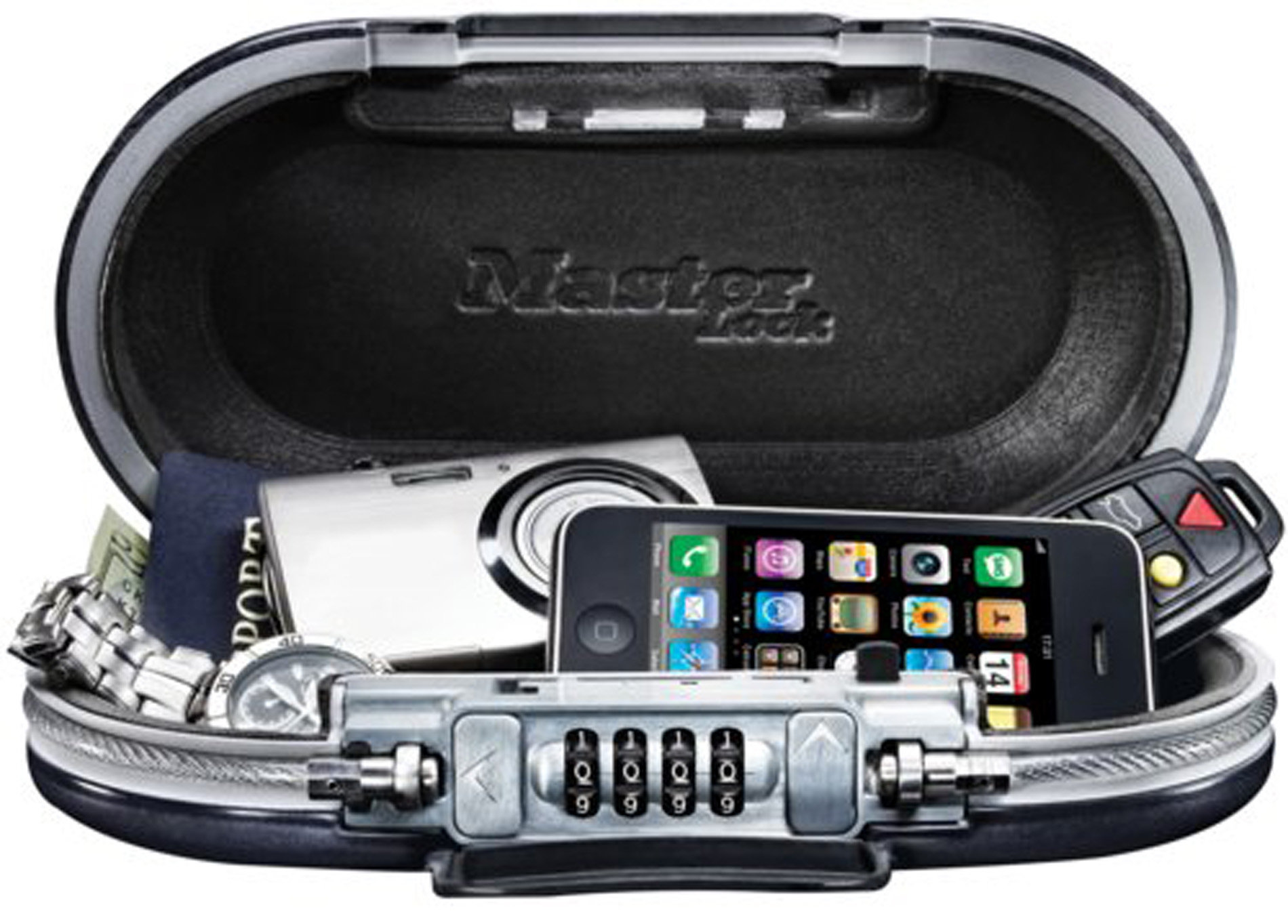 Mini coffre MASTER LOCK Safe Space à code avec câble