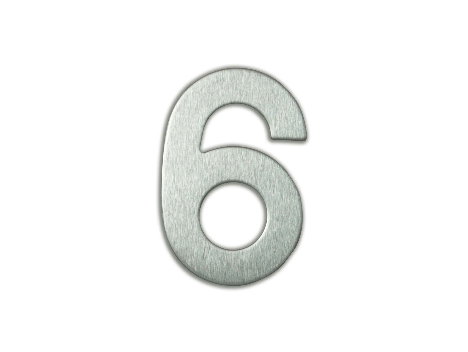 Chiffre 6 en inox adhésif H9,5cm