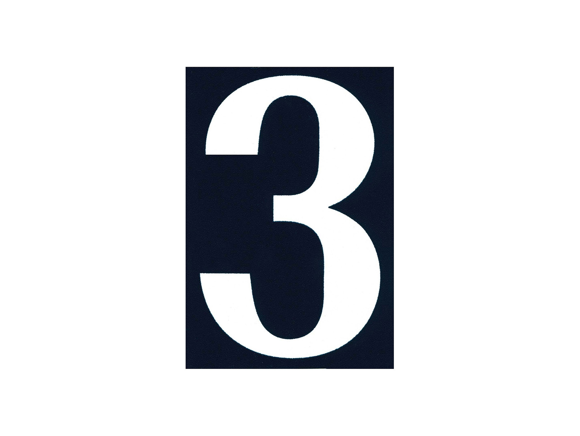 Numéro 3 de rue en PVC avec adhésif 110x40mm