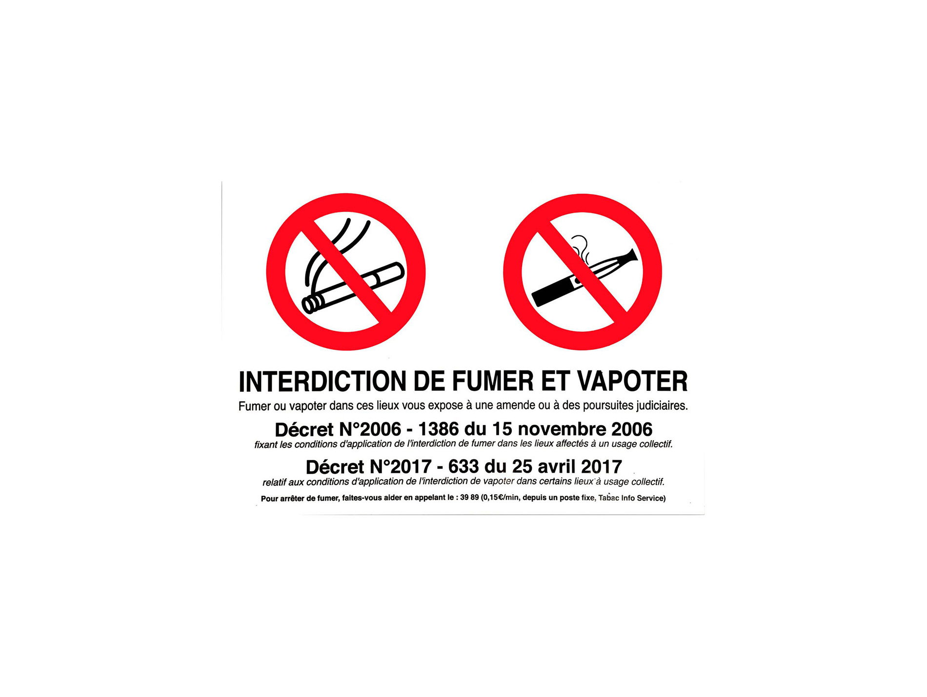 Panneau interdiction de fumer 275x190mm