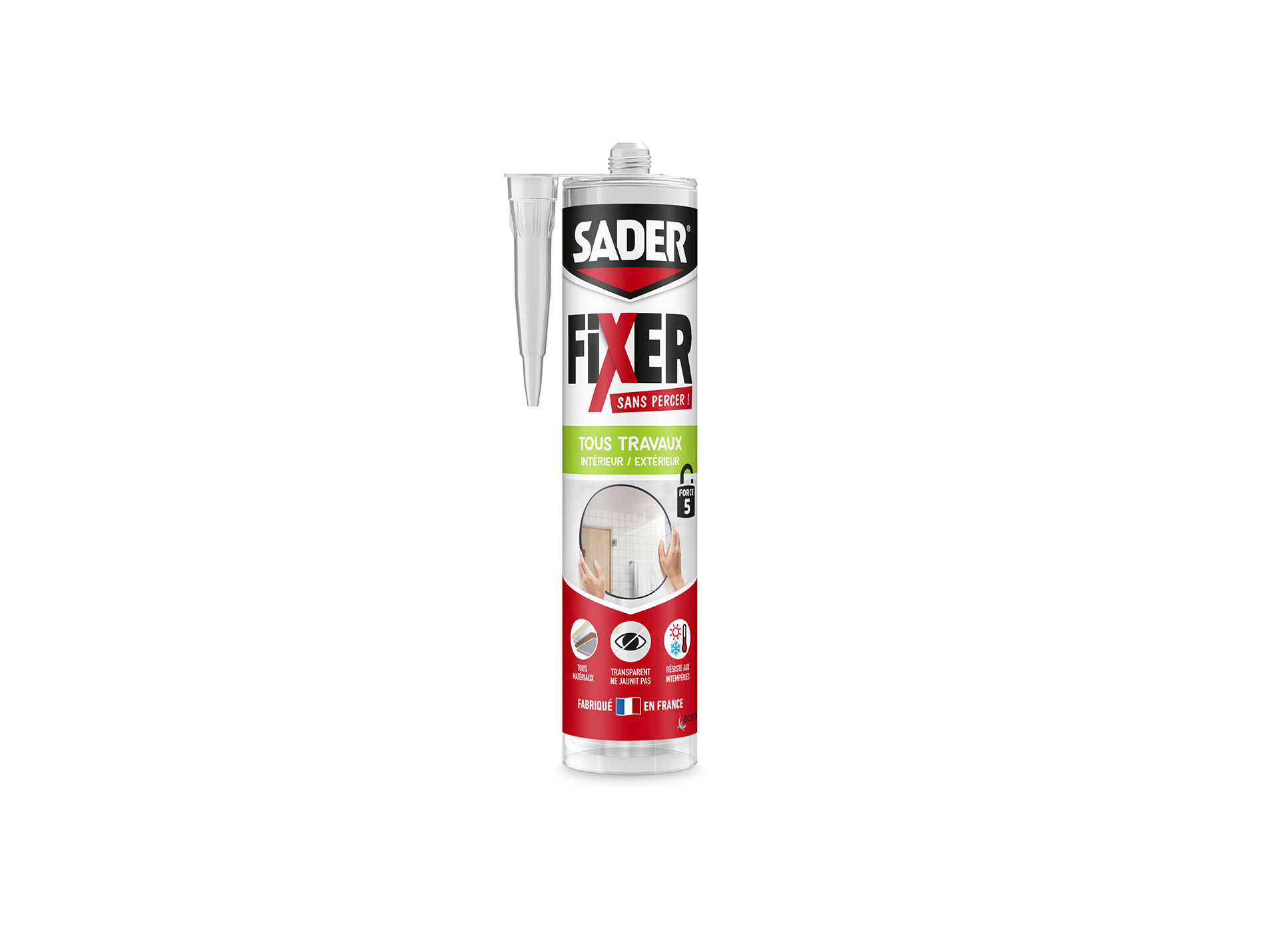 Colle de fixation SADER sans percer tous travaux transparent 300g