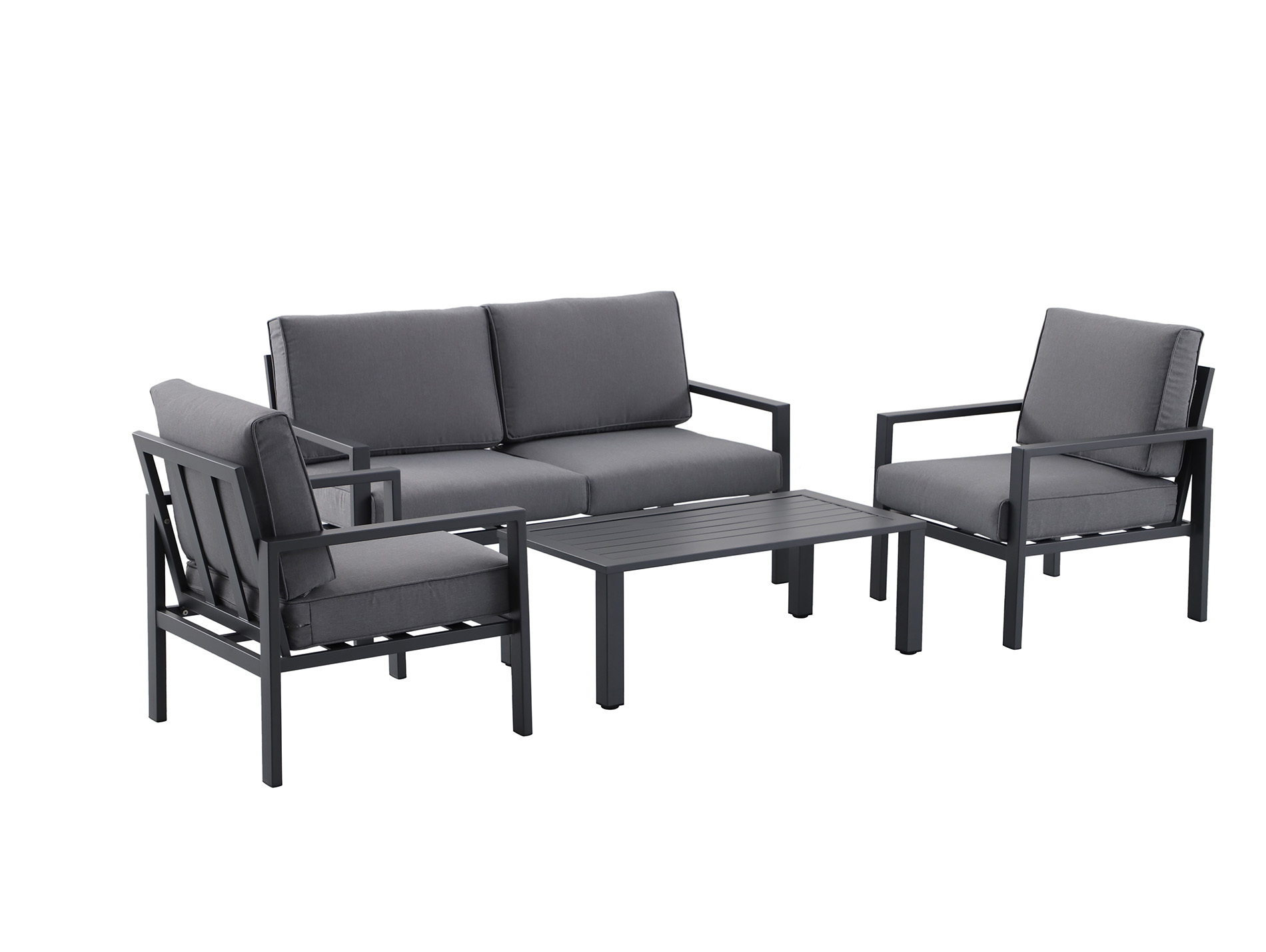 Salon de jardin bas aluminium Jao 4 places gris