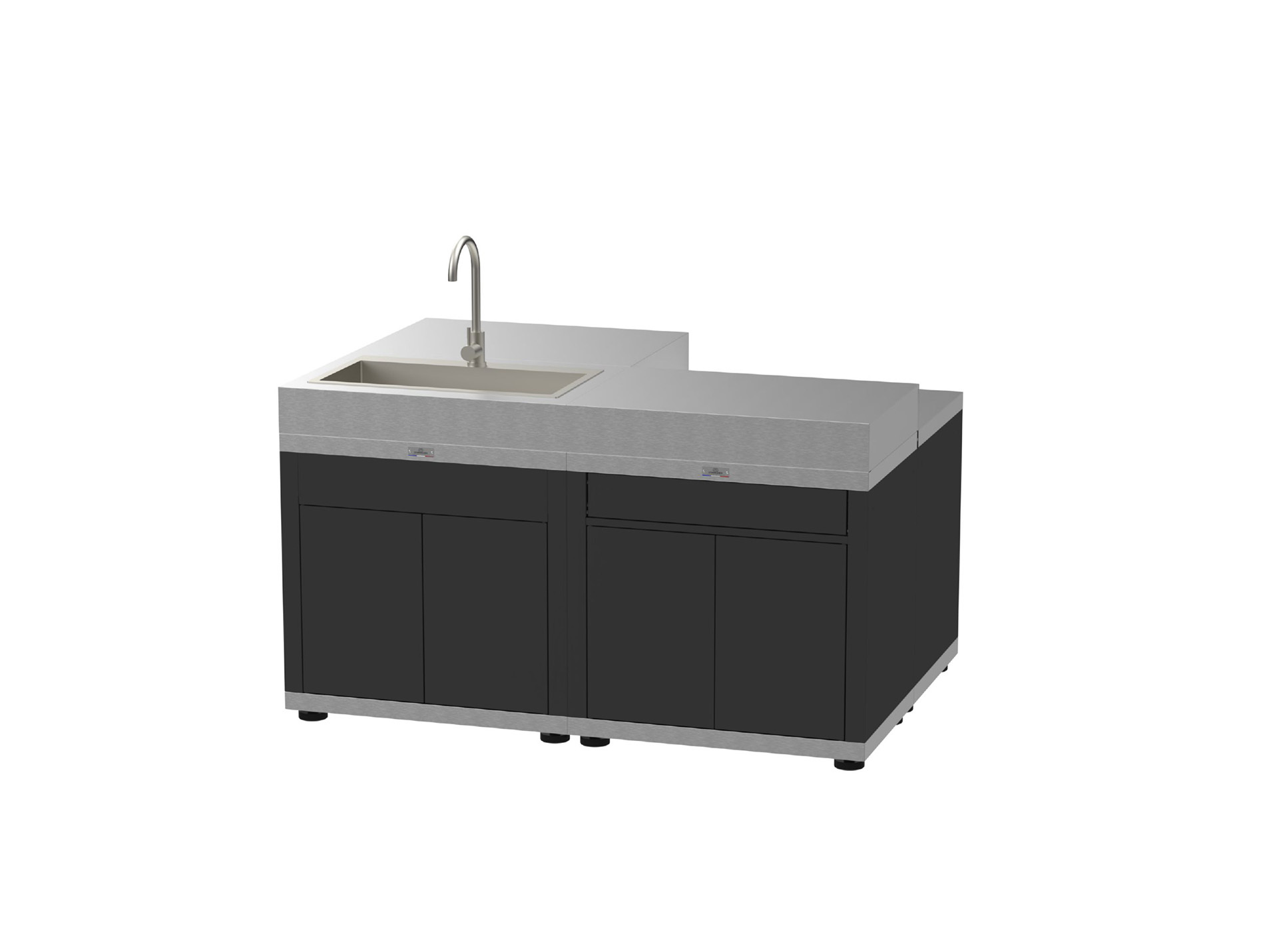 Cuisine extérieure ilôt LE MARQUIER 4 éléments noir, inox