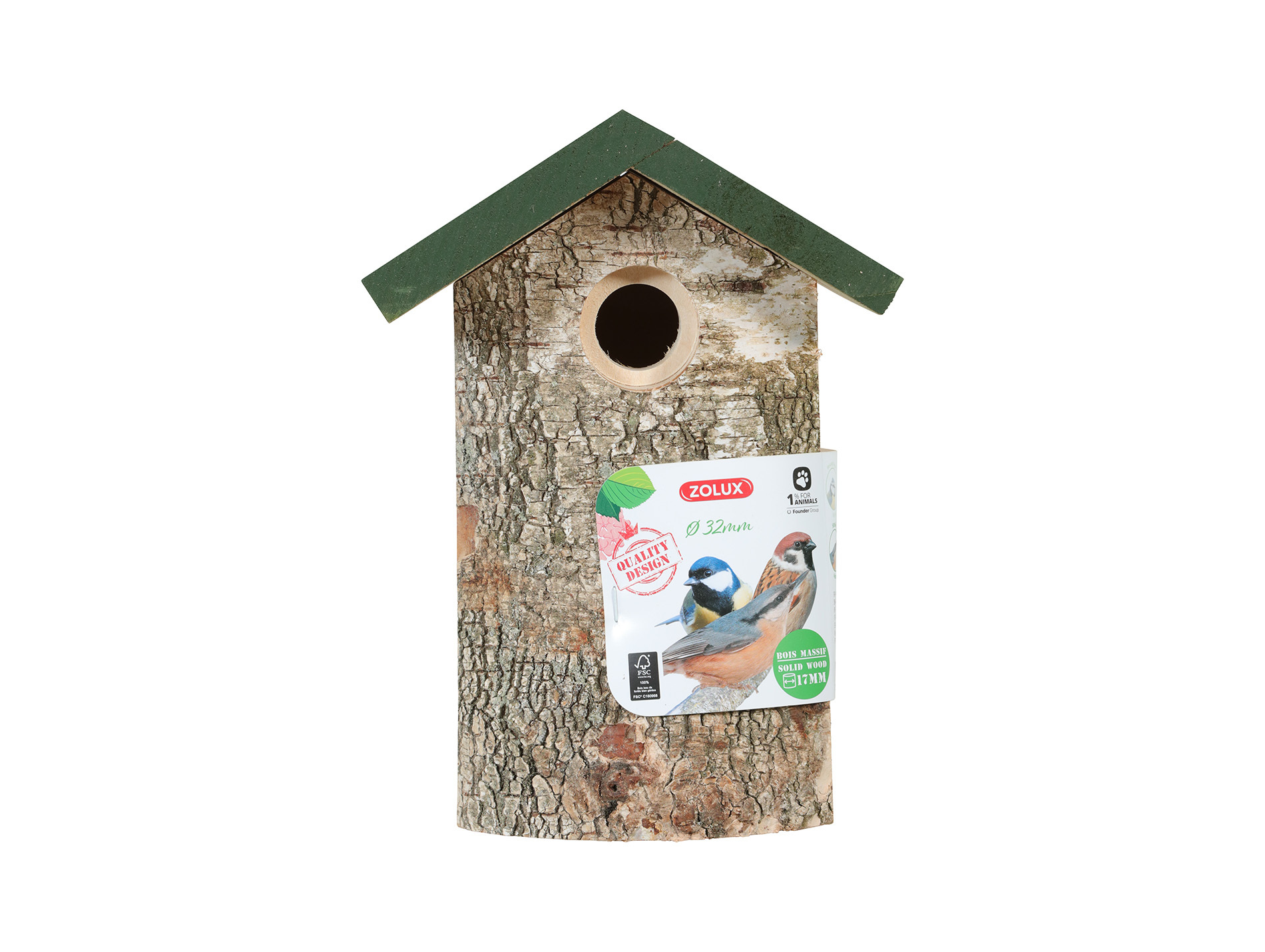 Nichoir ZOLUX Hut bois vert Ø32mm