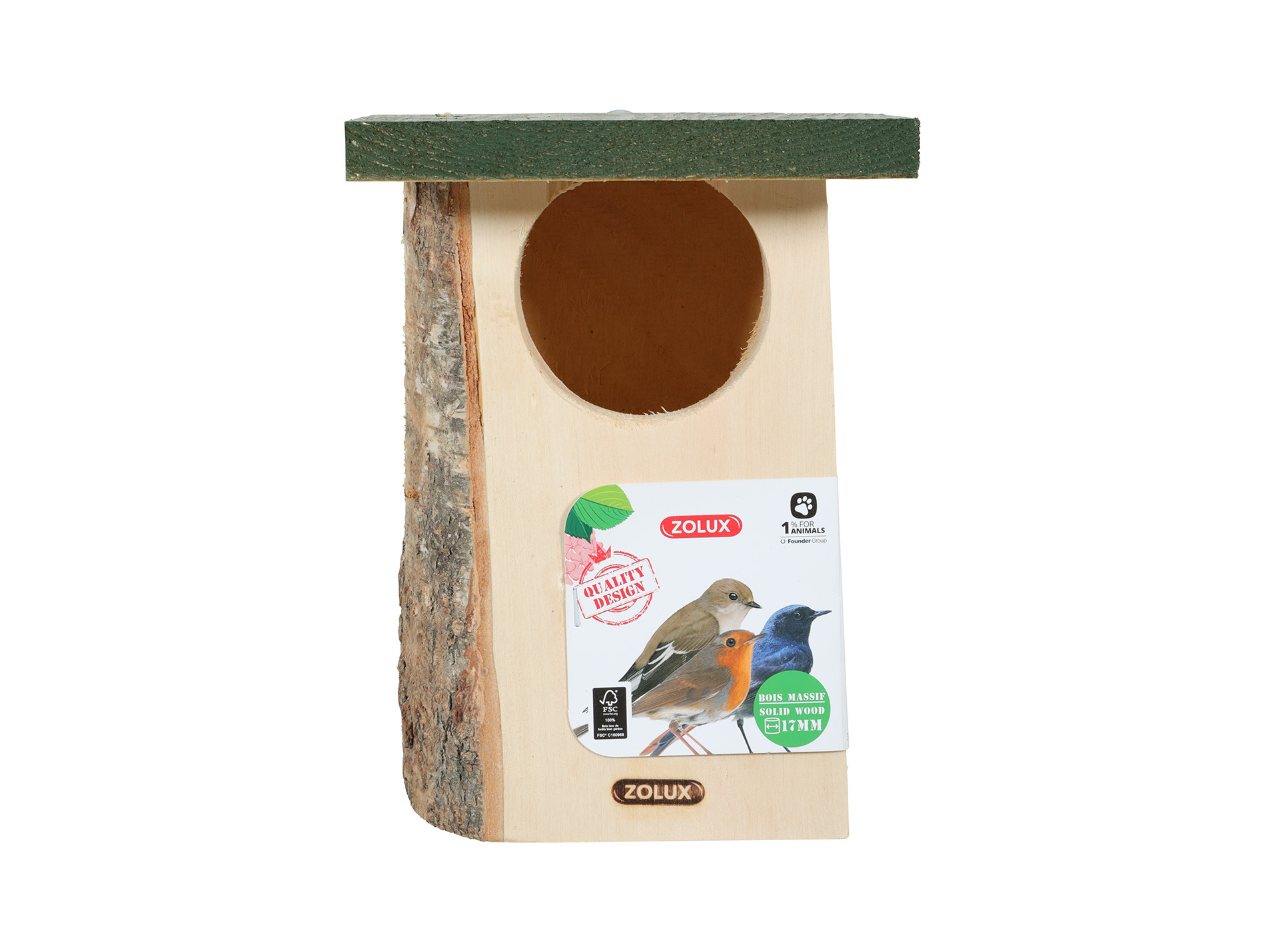 Nichoir ZOLUX Hut bois vert Ø85mm