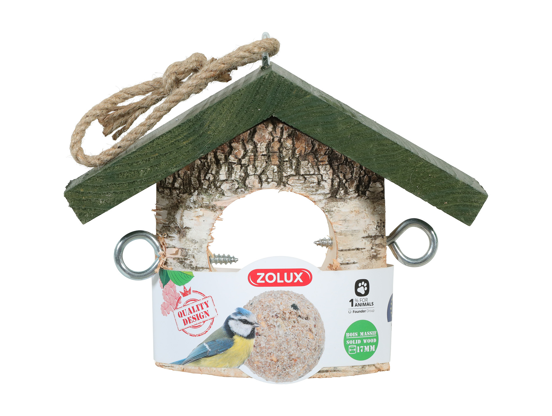 Support pour boules de graisse ZOLUX Hut bois solo vert