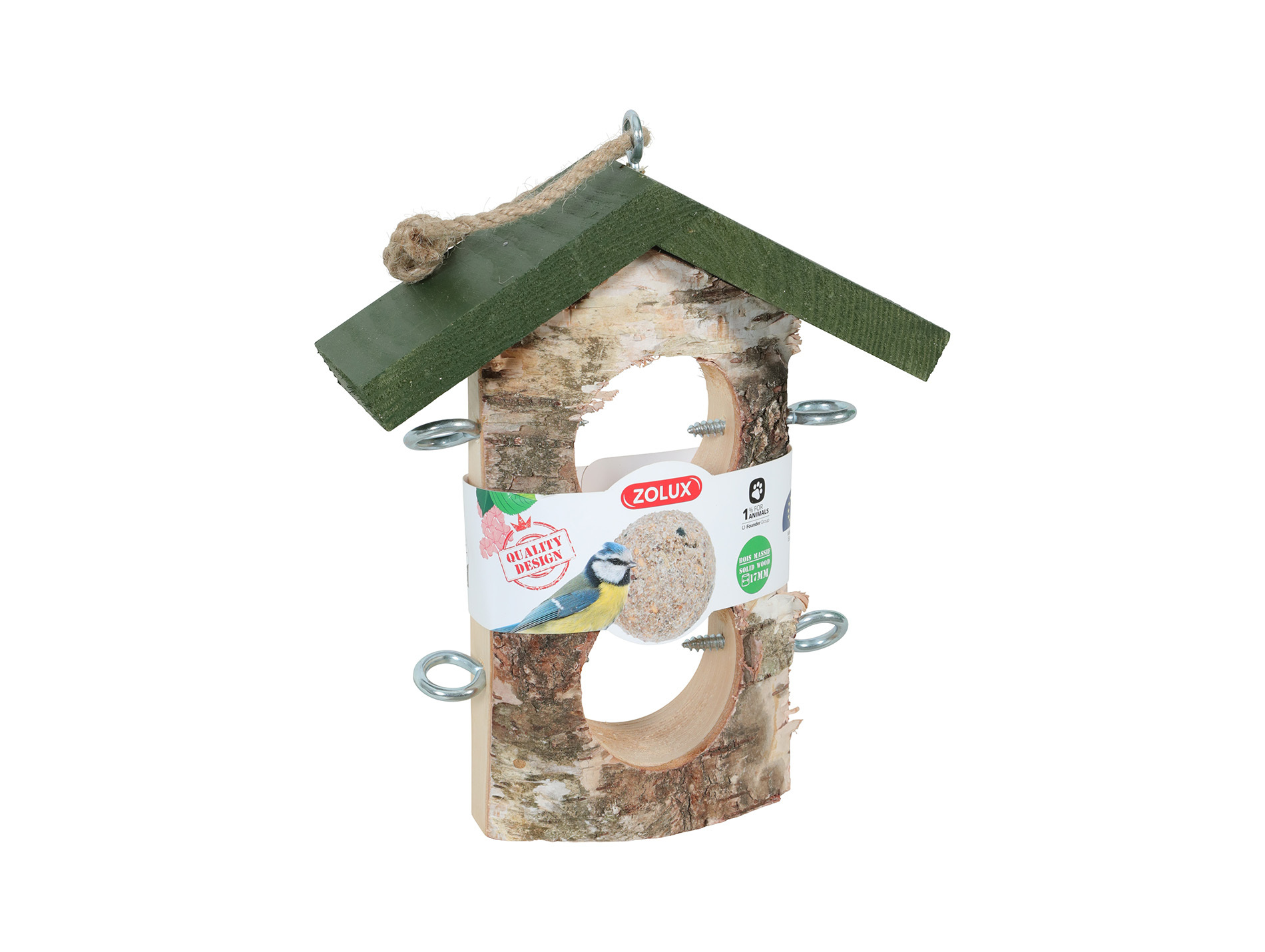 Support pour boules de graisse ZOLUX Hut bois duo vert