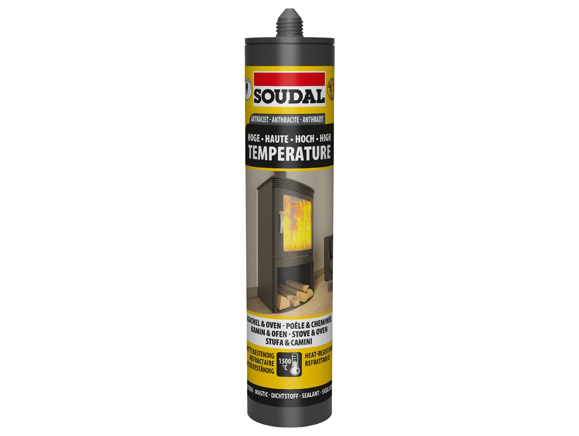 Mastic noir réfractaire haute température SOUDAL 310ml