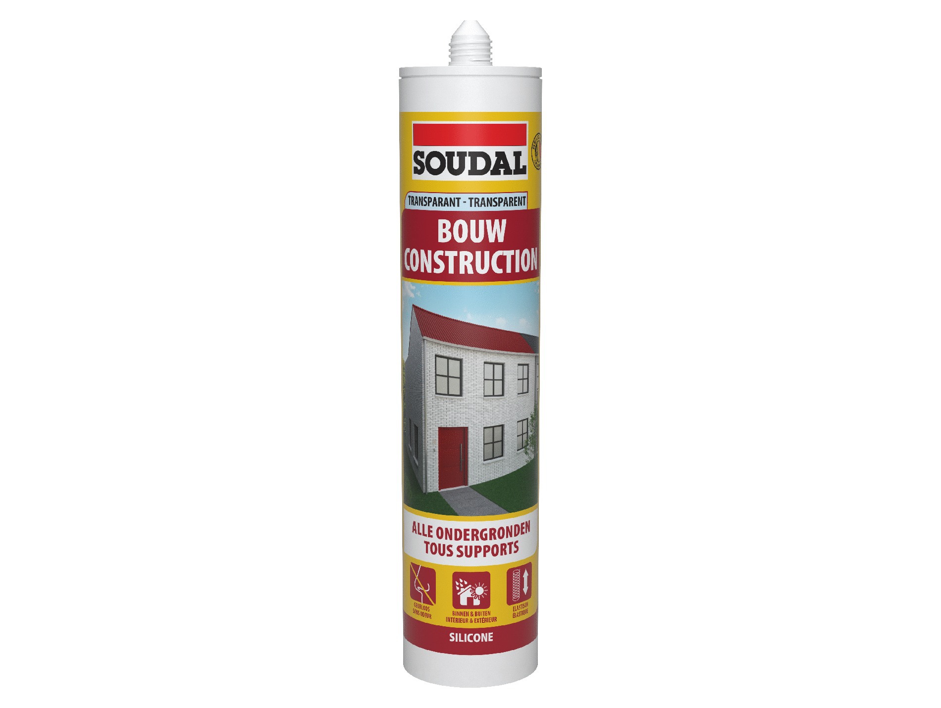Mastic silicone universel transparent de construction SOUDAL 290ml