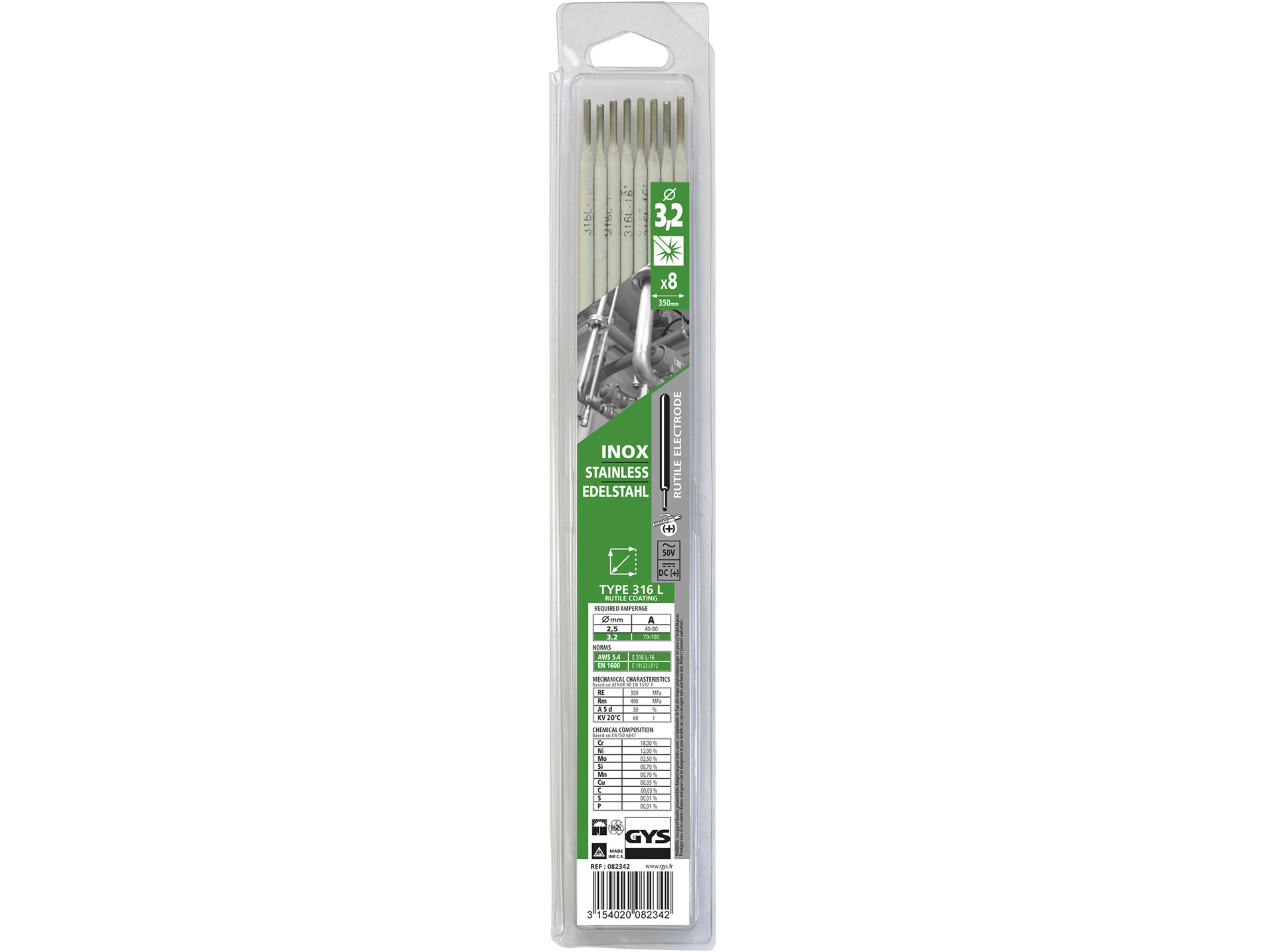 Electrode inox GYS Ø3,2mm x8